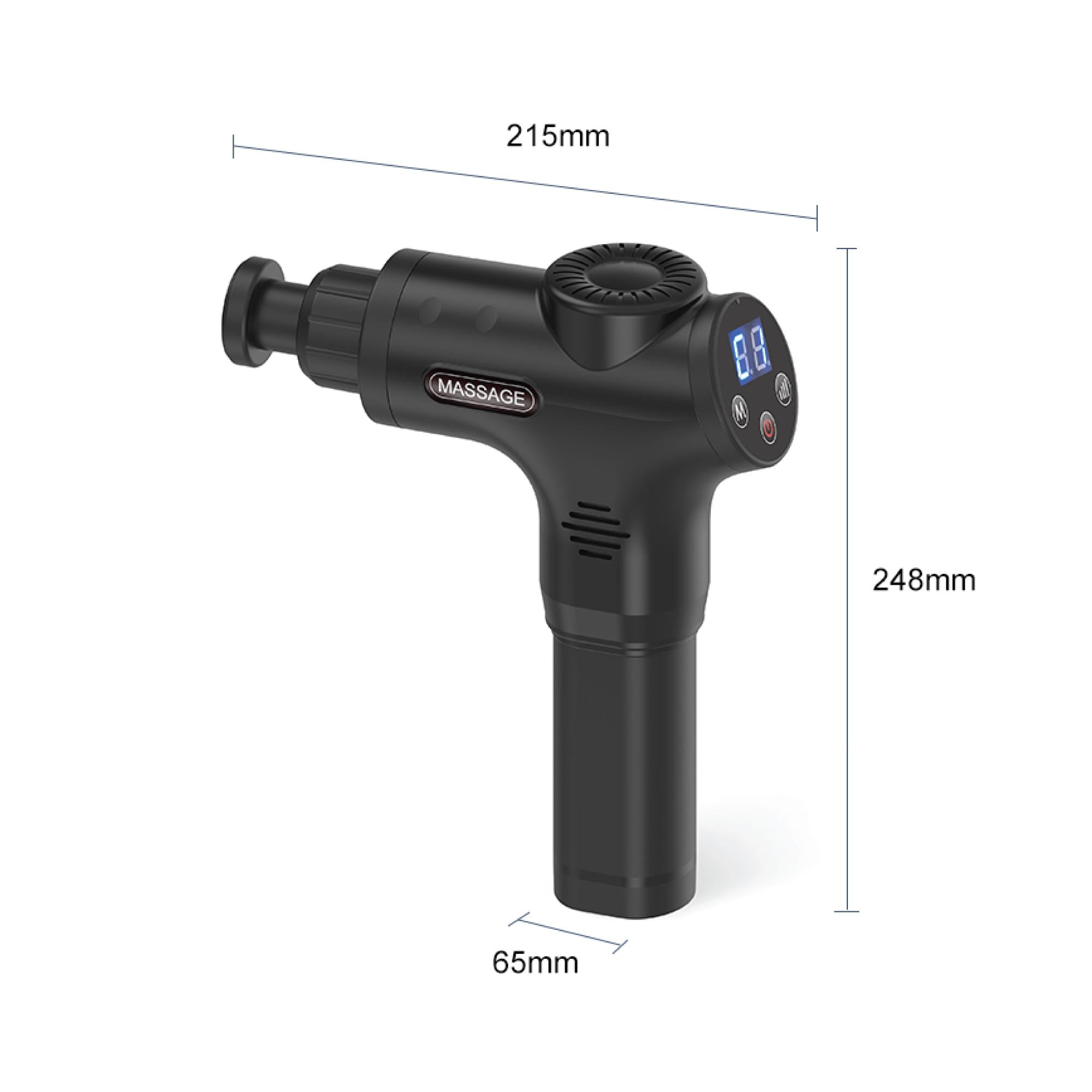 Rechargeable 6-Head Percussion Massage Gun, LCD 6 Speeds