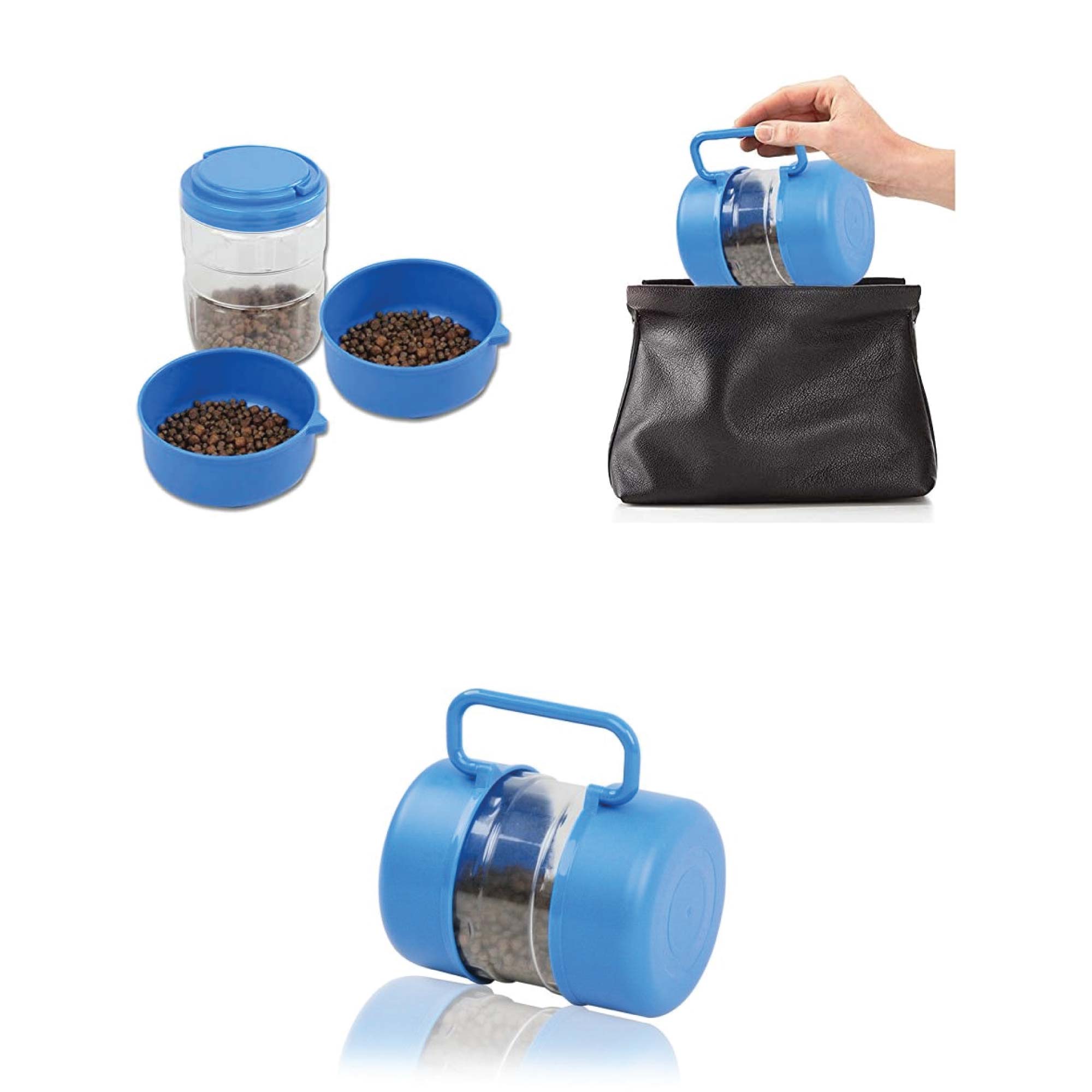 Portable 3-in-1 Pet Feeding Drink Set w/ 2 Bowls, 2L Capacity