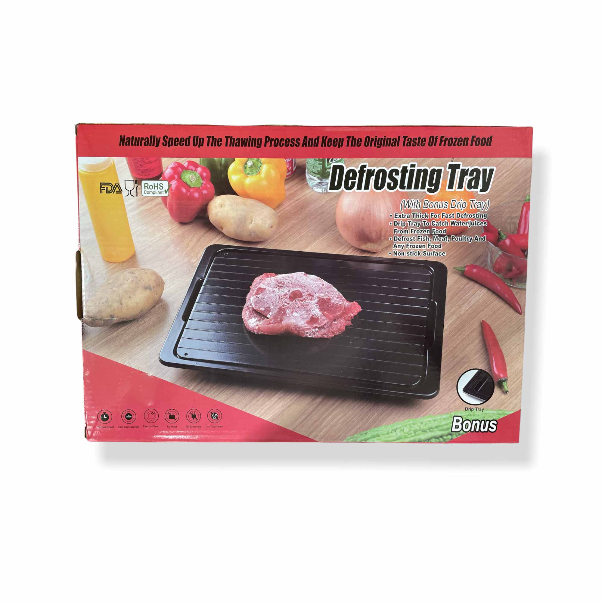 Fast Defrosting Aluminium Meat Tray with Water Box, FDA Approved