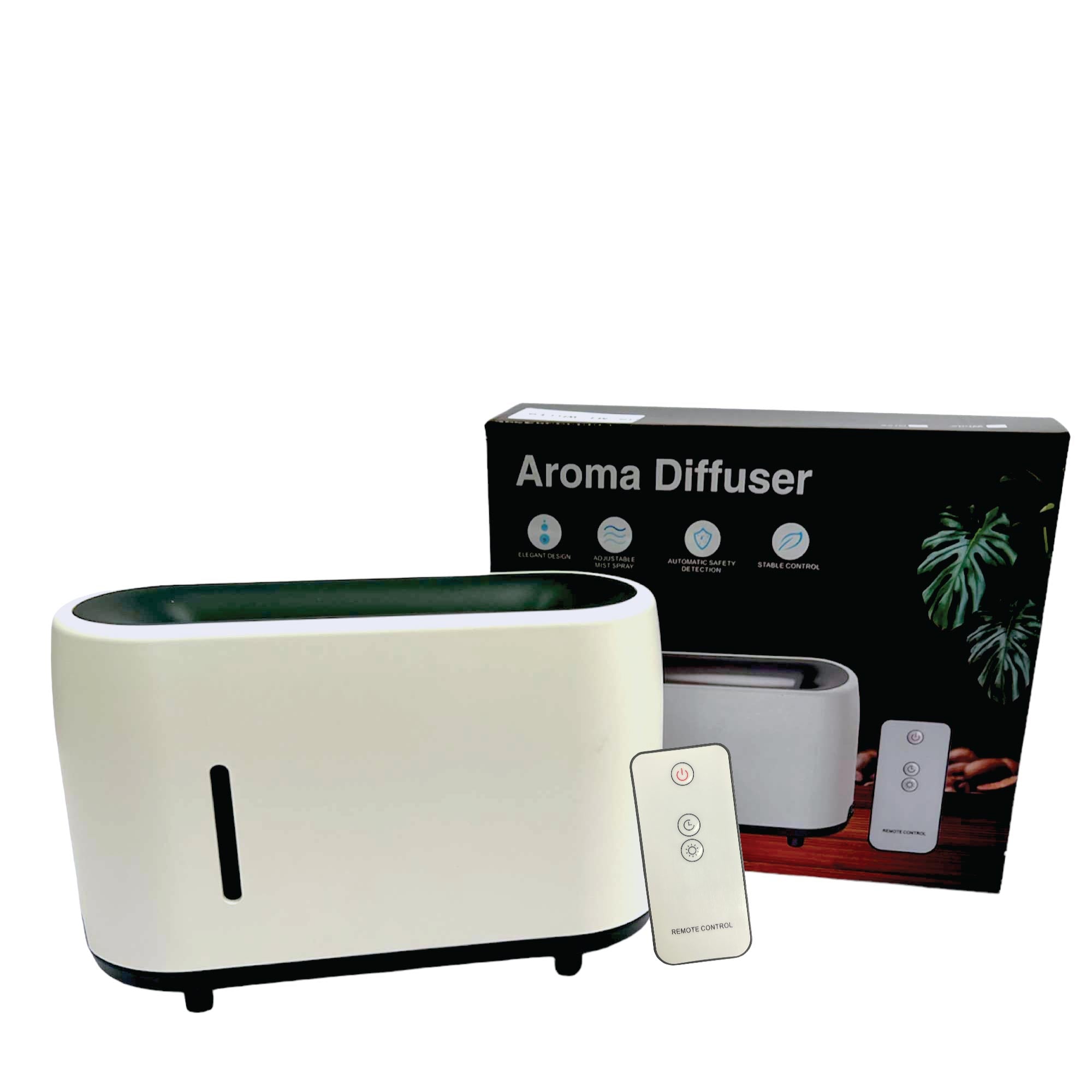 Essential Oil Aroma Diffuser and Remote - White 240ml Flame Fire Style Air Humidifier