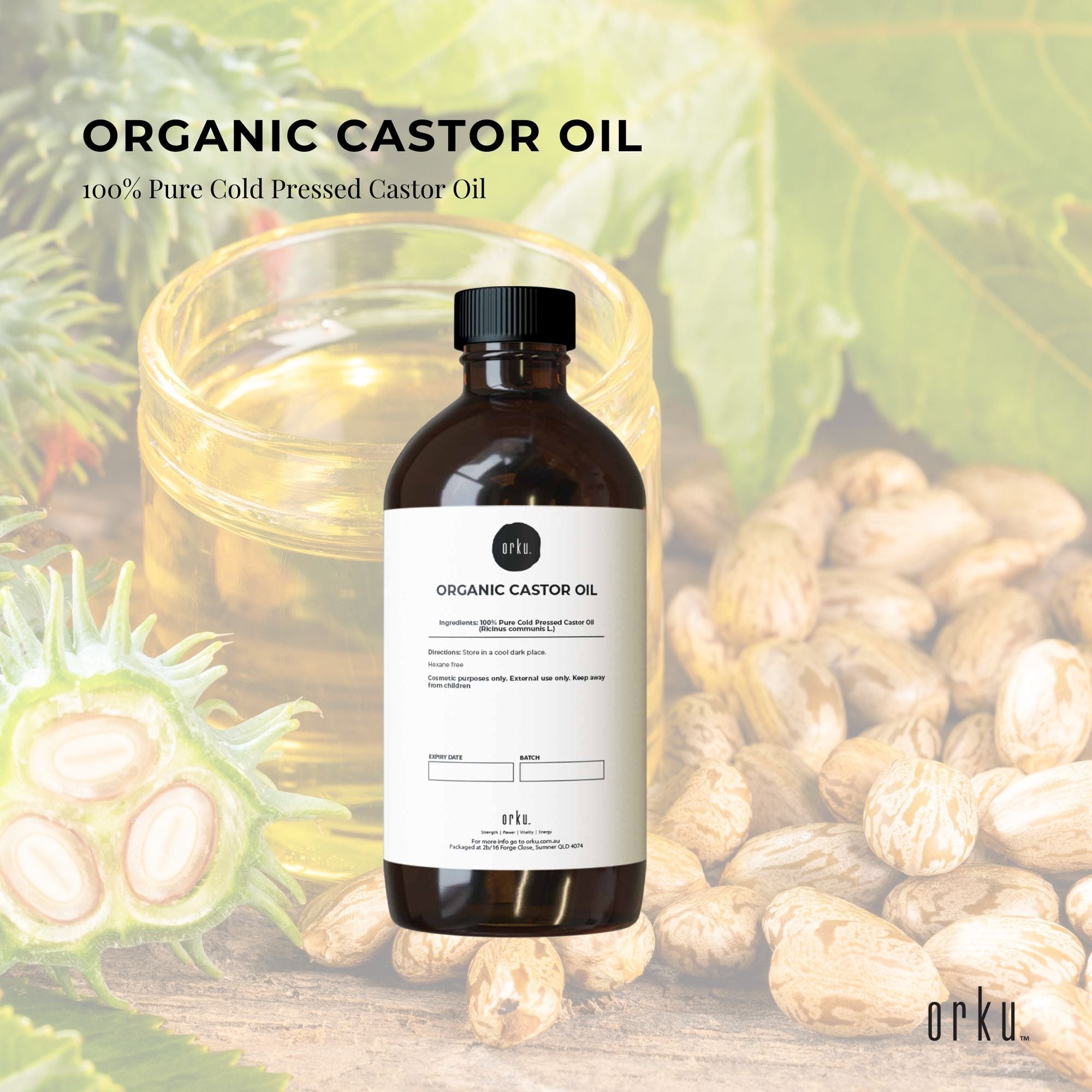 250ml Organic Cold Pressed Castor Oil - Hexane Free, Anti-Oxidant