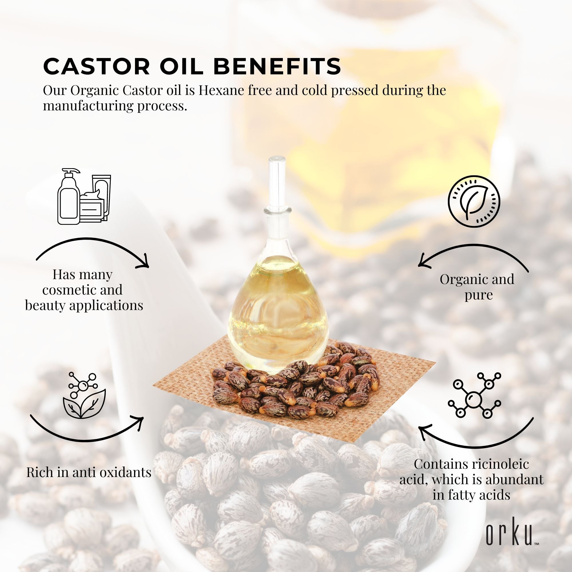 250ml Organic Cold Pressed Castor Oil - Hexane Free, Anti-Oxidant