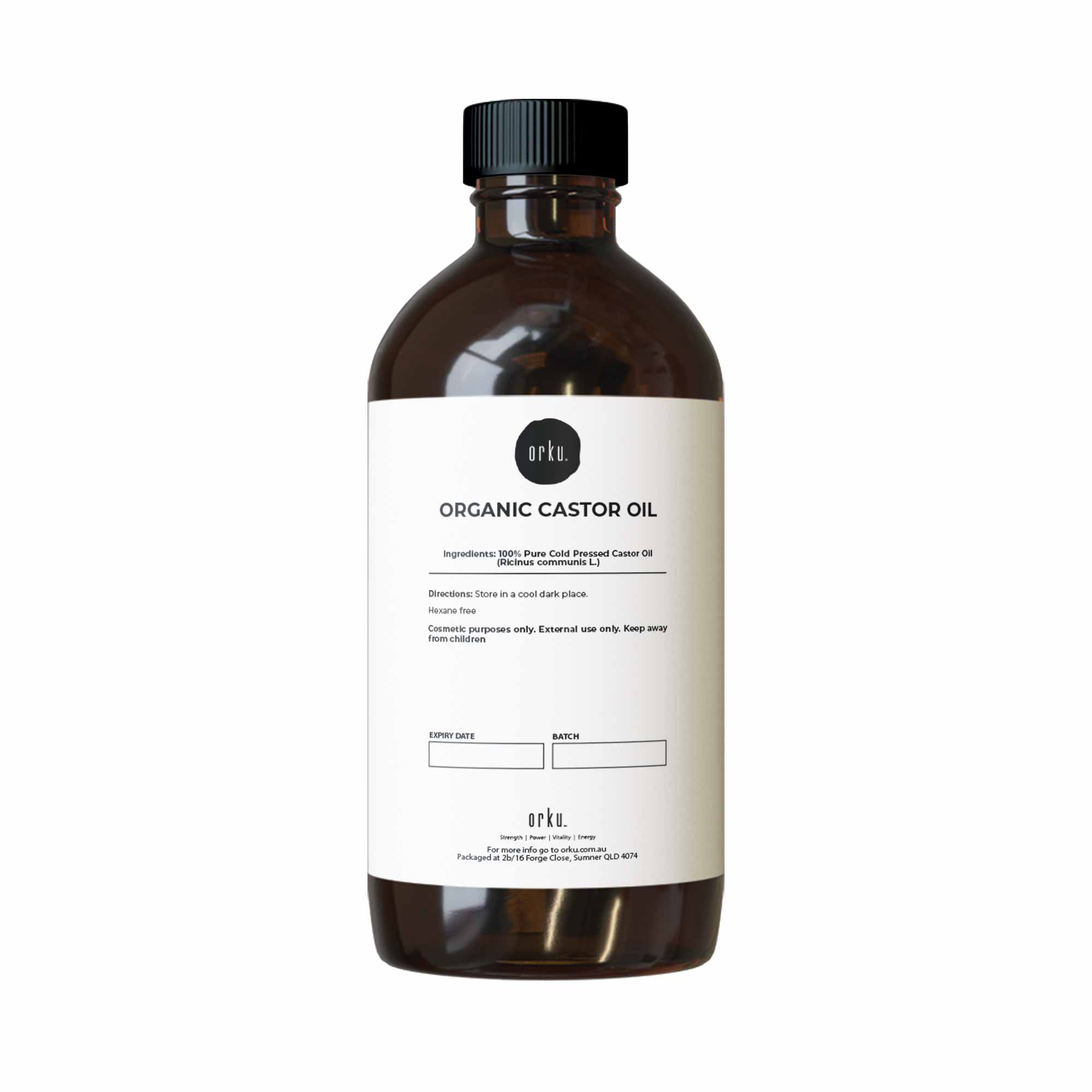 Organic Hexane-Free Castor Oil 1L - Cold Pressed, Antioxidant