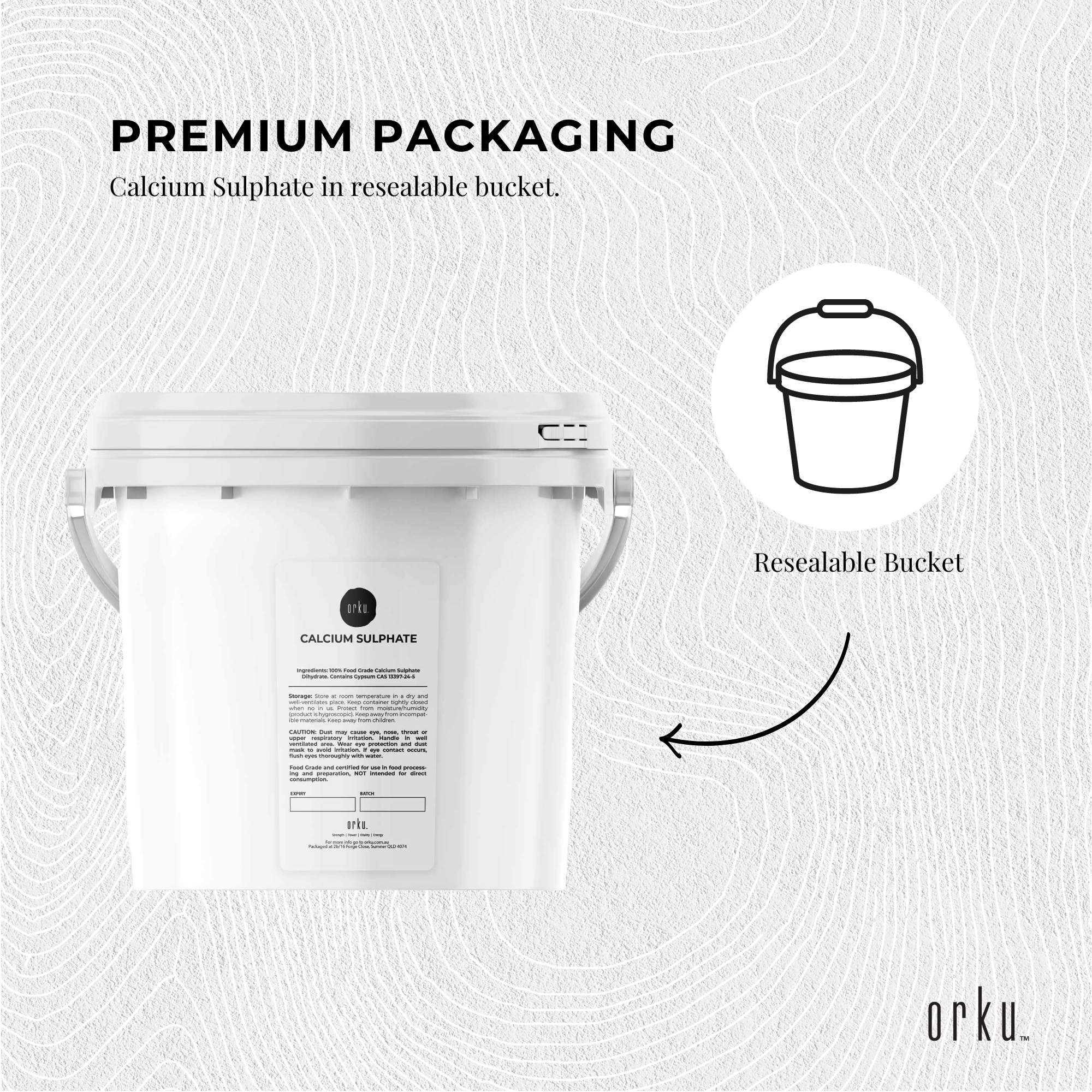 5Kg Calcium Sulphate Gypsum Powder Bucket- Food Grade Hydrous Sulfate