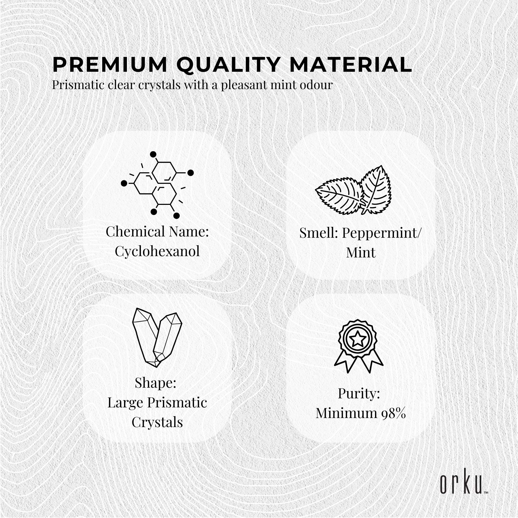 Orku 10g Menthol Crystals - USP Grade L-Menthol Mint Flakes C10H200