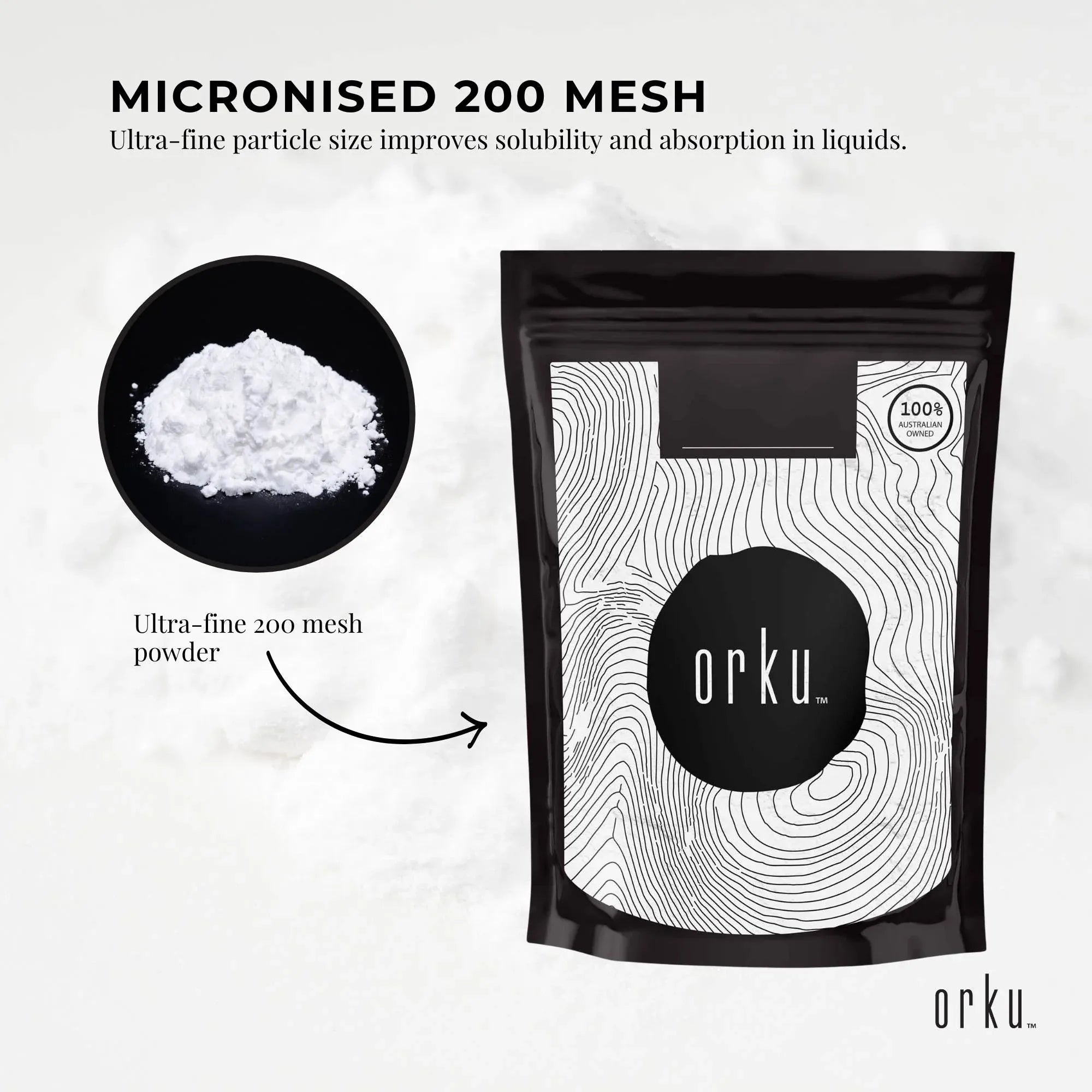 Orku 100g Creatine Monohydrate Powder - 200 Mesh Micronised | 99.9% Purity