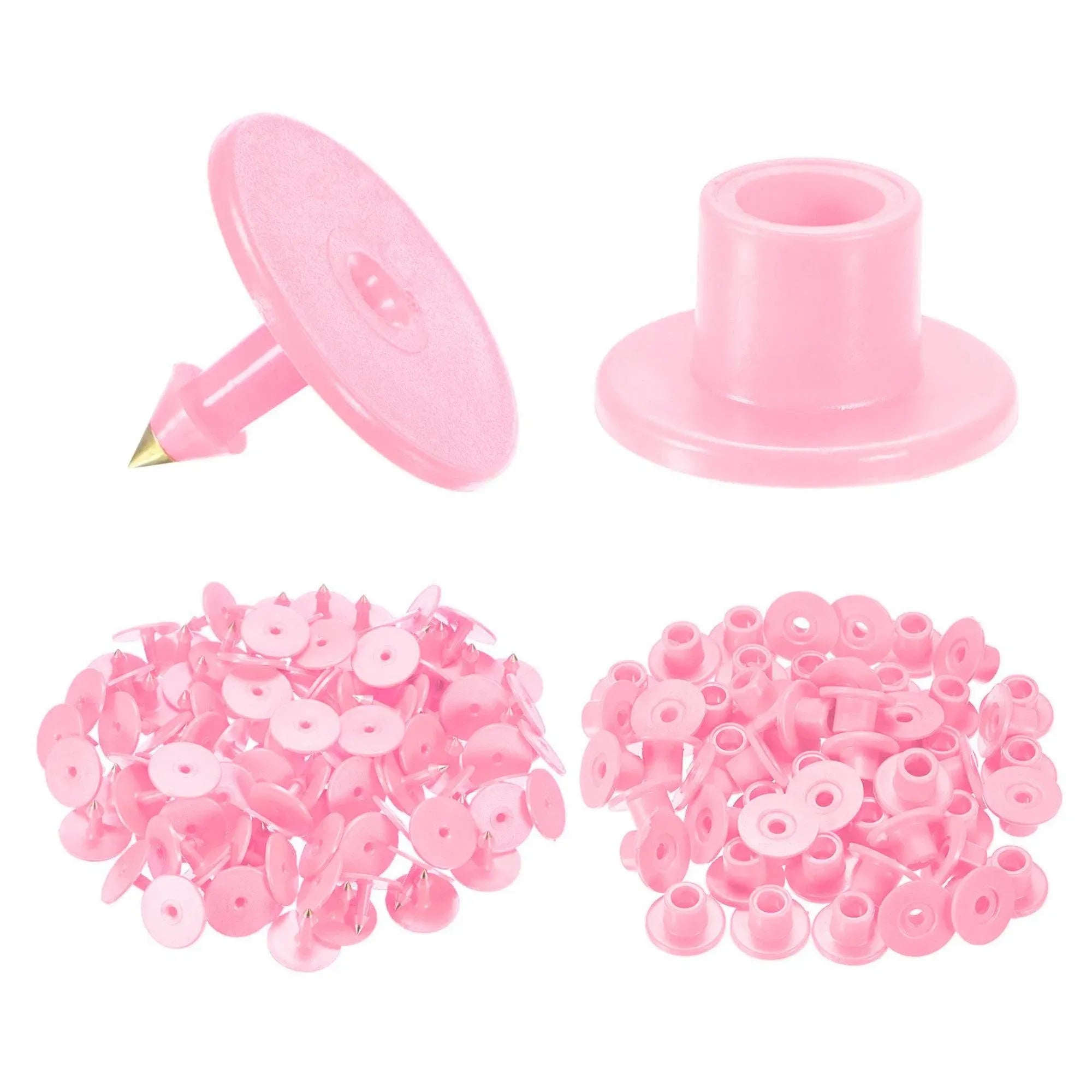 100x Cattle Ear Tags Set - Round Pink Blank Pig Sheep Goat Cow Livestock Label