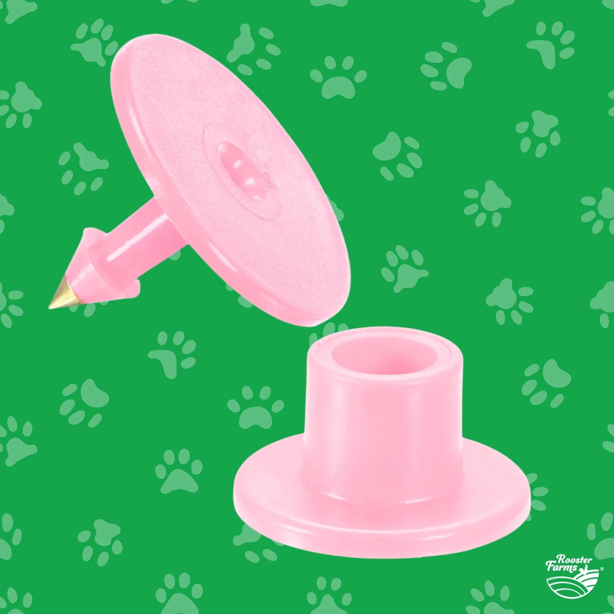 100x Cattle Ear Tags Set - Round Pink Blank Pig Sheep Goat Cow Livestock Label