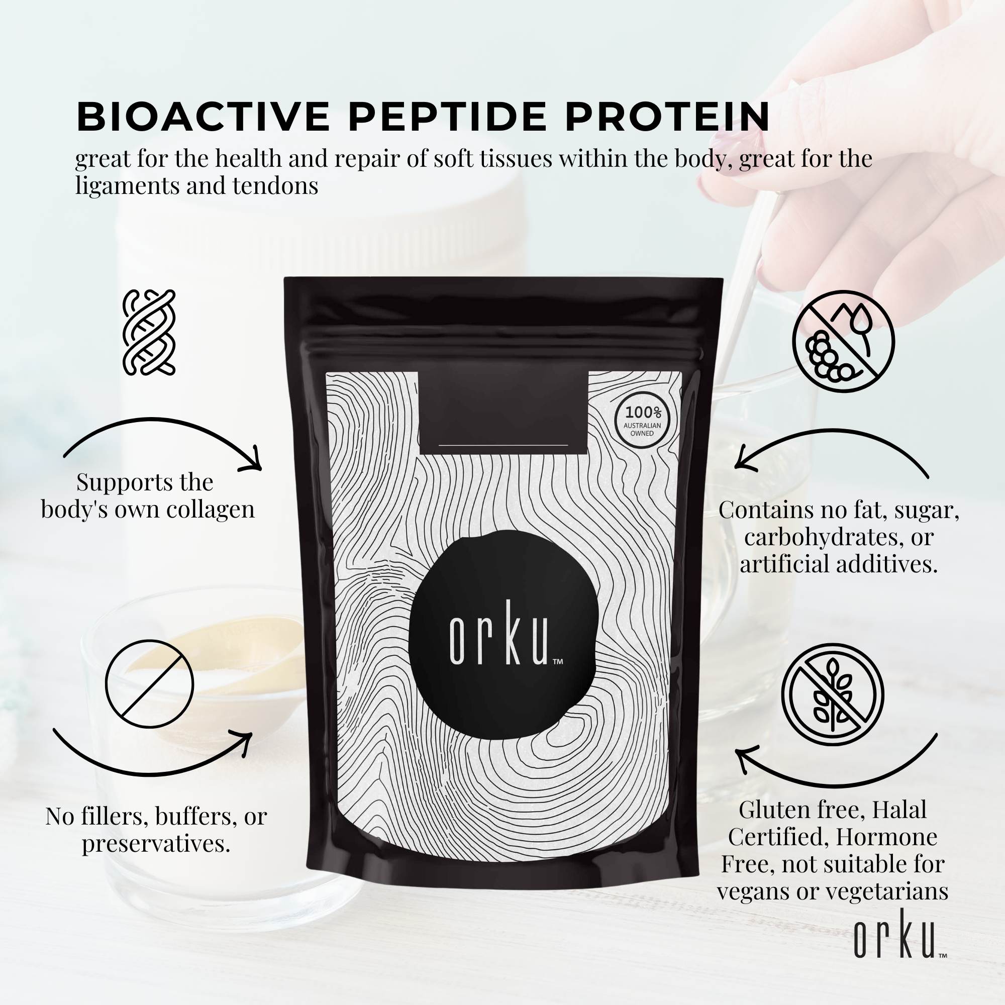 400g Collagen Powder - Bovine Hydrolysate Protein Peptide Supplement Unflavoured