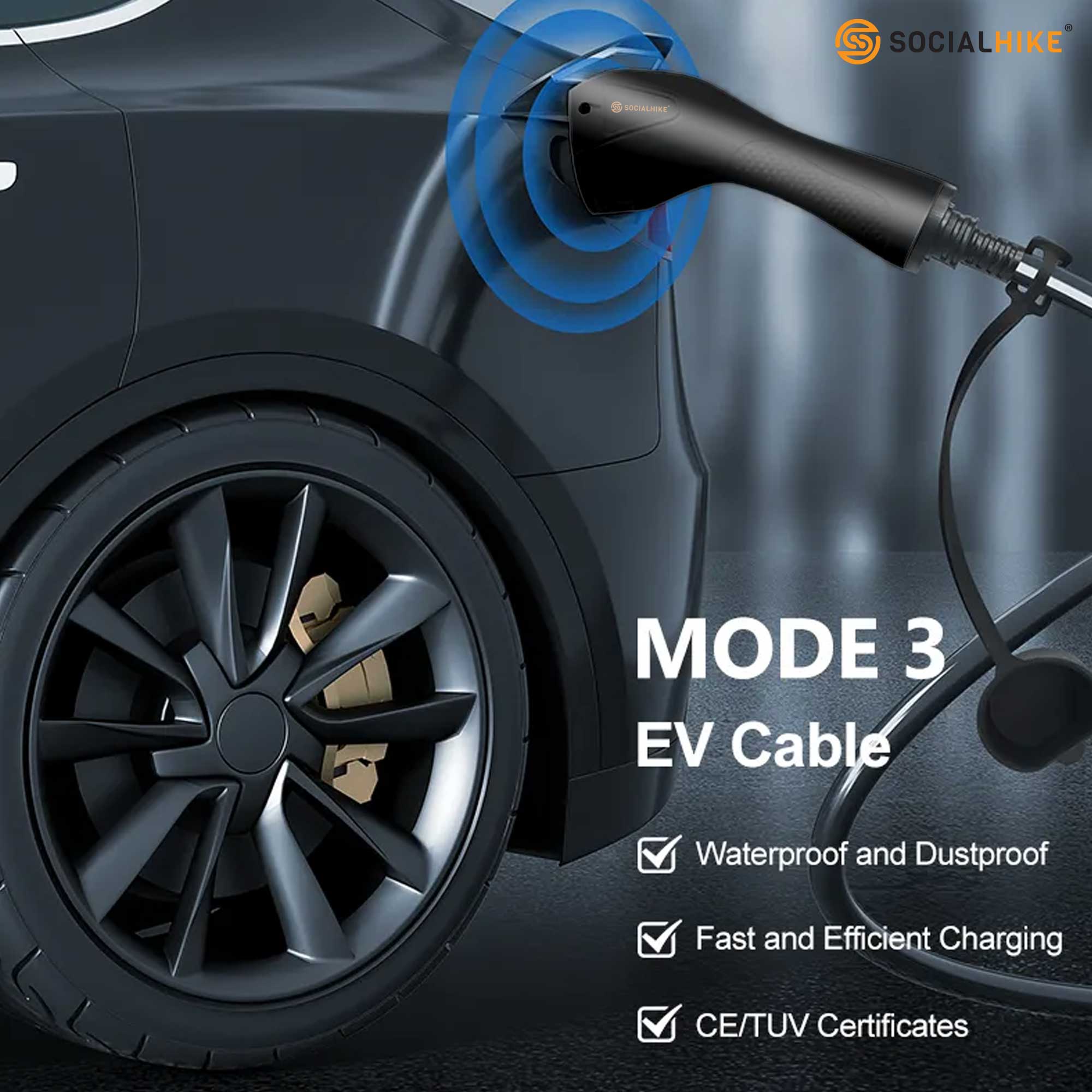 EV Charging Cable - Type 2 to Type 2 22KW 32A Phase 3 Mode 3 for Electric Car