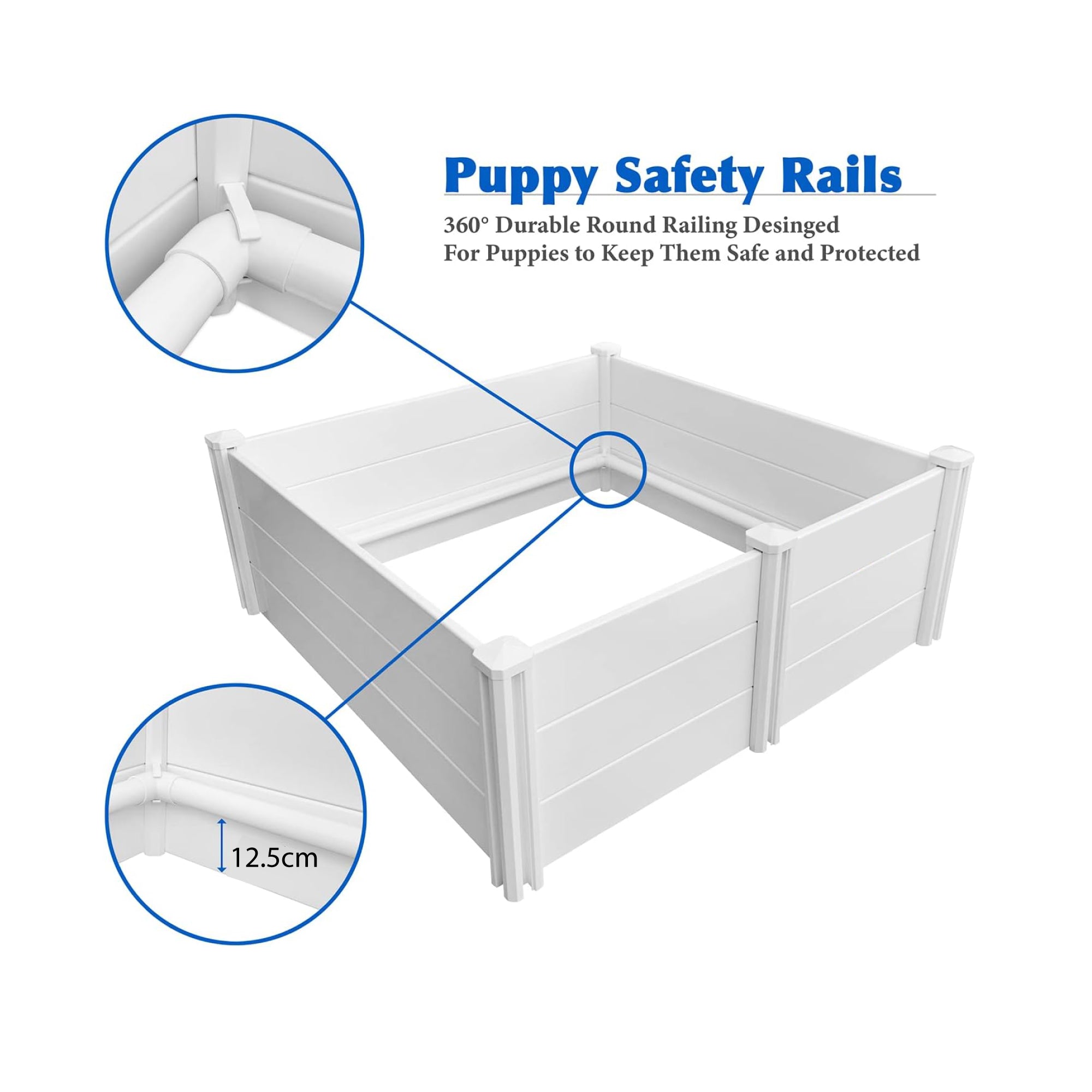 High-Quality PVC Whelping Box with Anti-Crush Rail