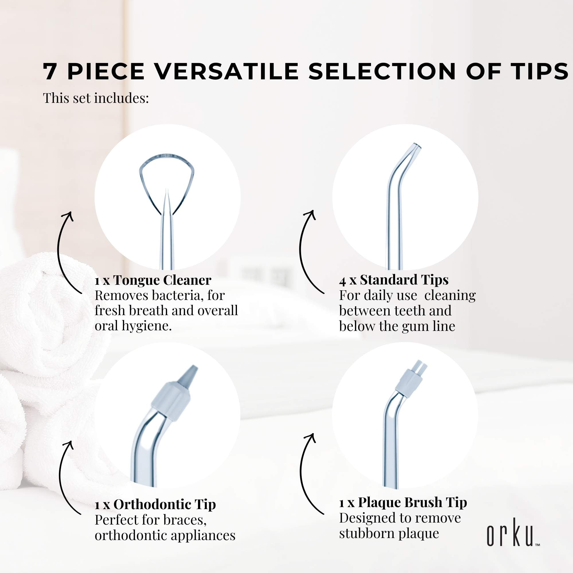 7 Dental Tips Replacement Nozzles for Jet Water Flosser M02