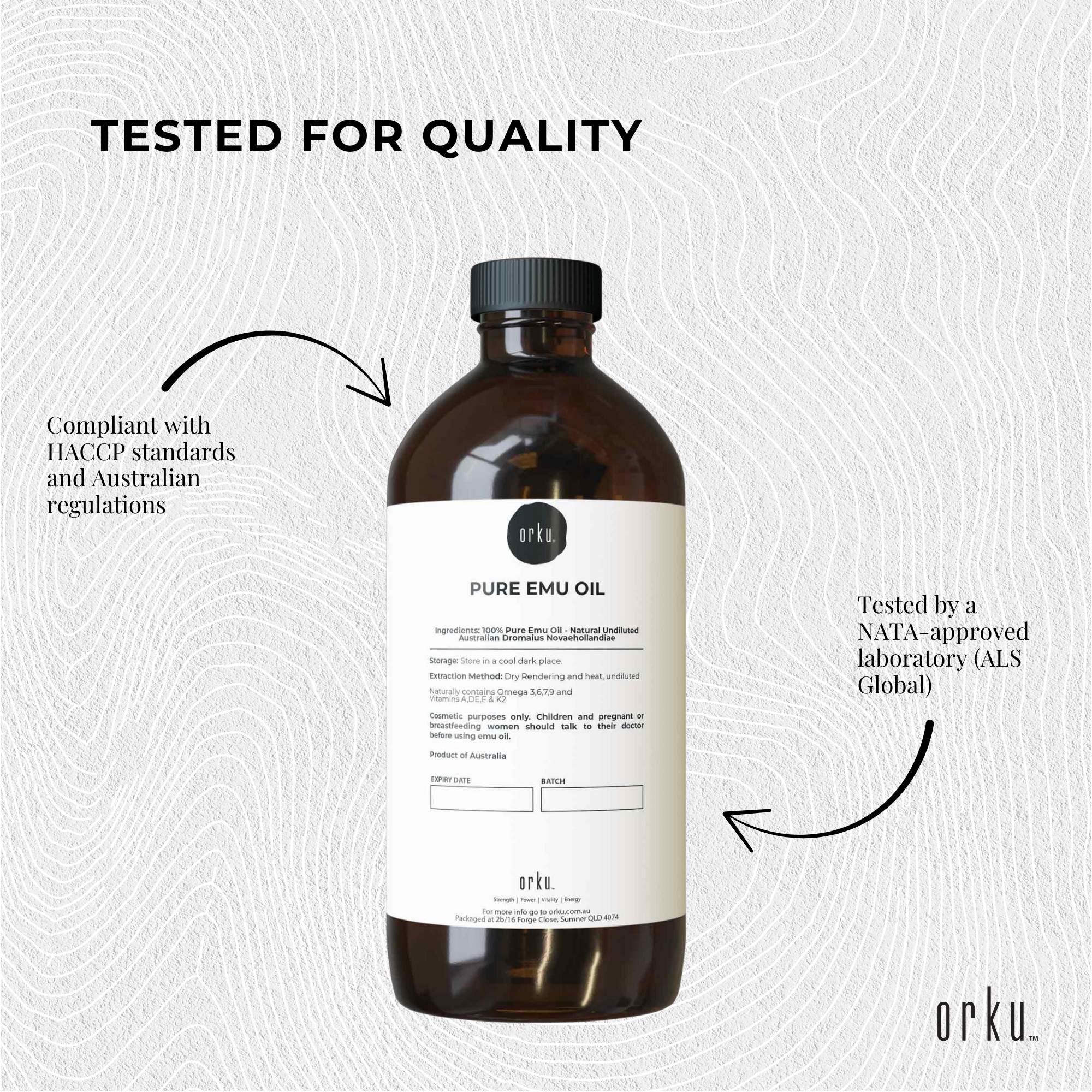Orku 1L Pure Emu Oil - Natural Undiluted Australian Dromaius Novaehollandiae