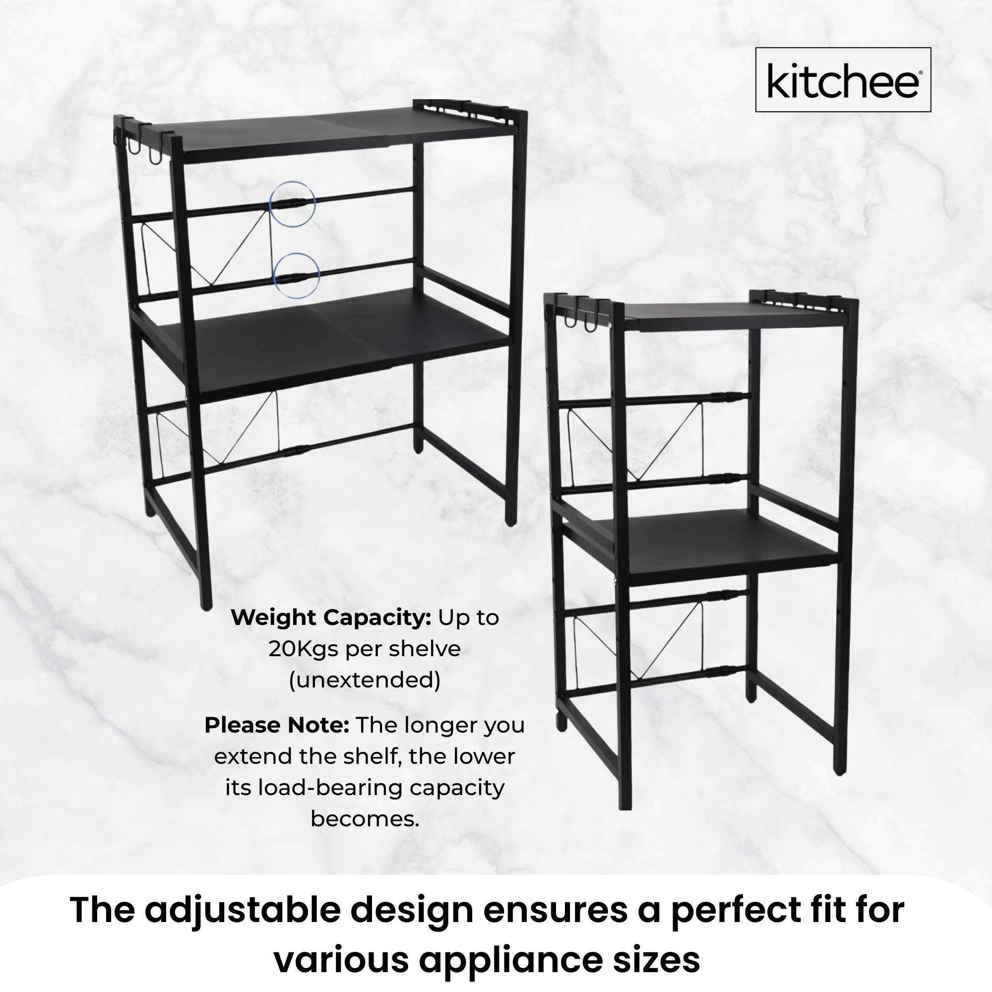 Kitchee Microwave Double Shelf - Expanding Storage Rack Kitchen Organiser Stand