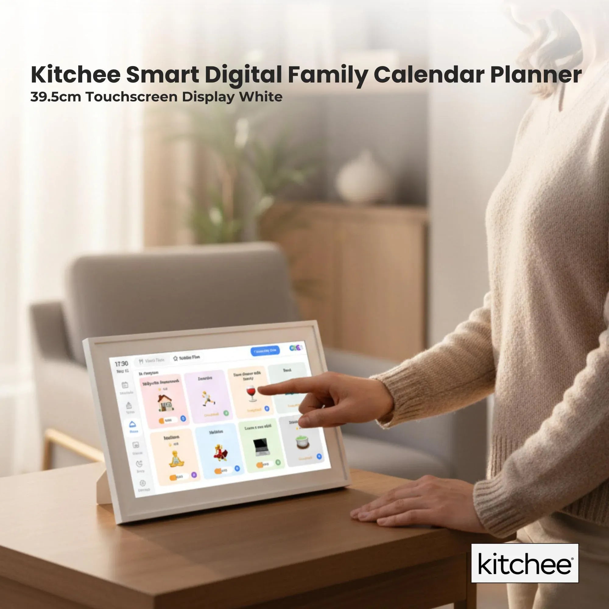 Kitchee Digital Calendar Smart Family Planner - 39.5cm Touchscreen Display White