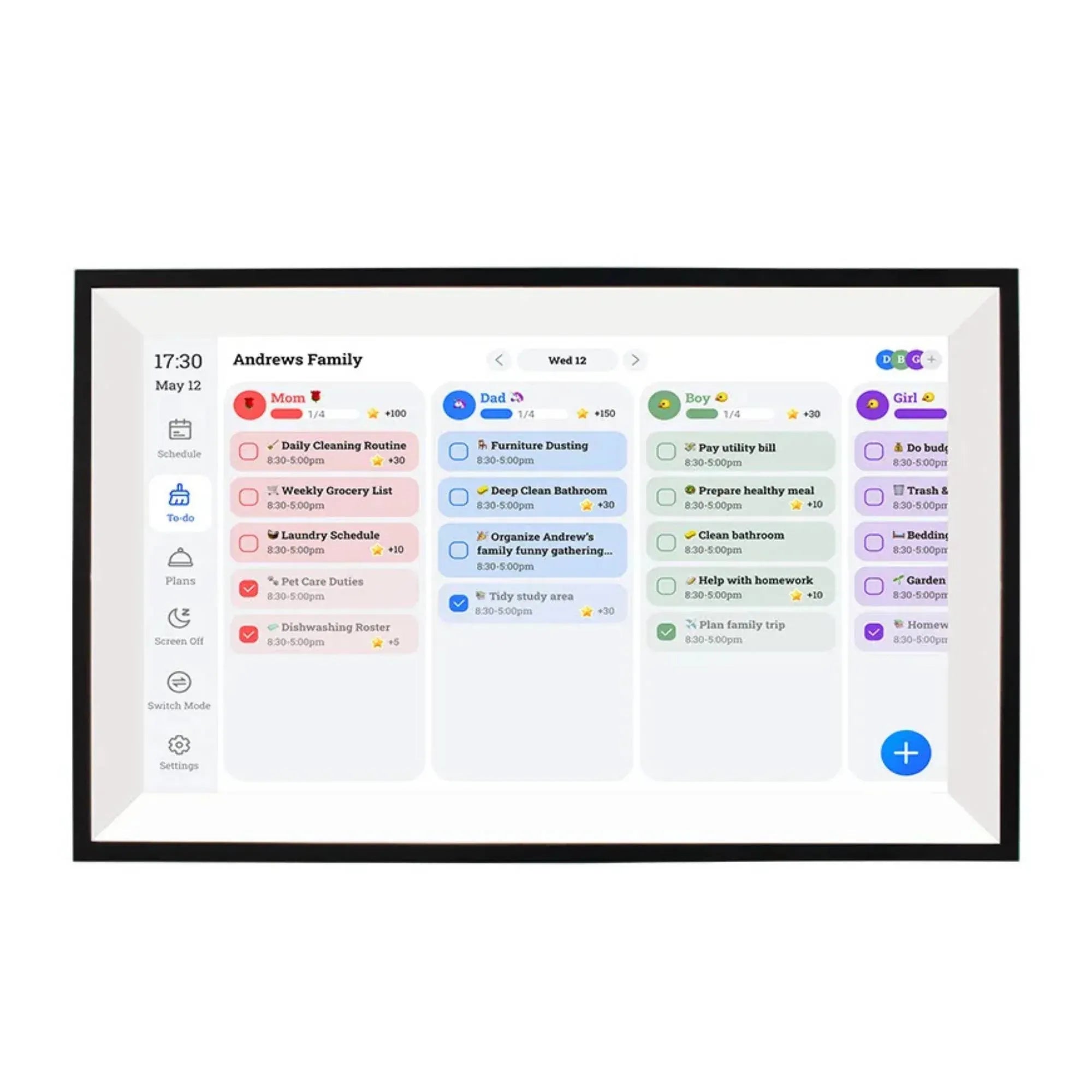 Kitchee 15.6" Digital Calendar Smart Family Planner - 39.5cm Touchscreen Black