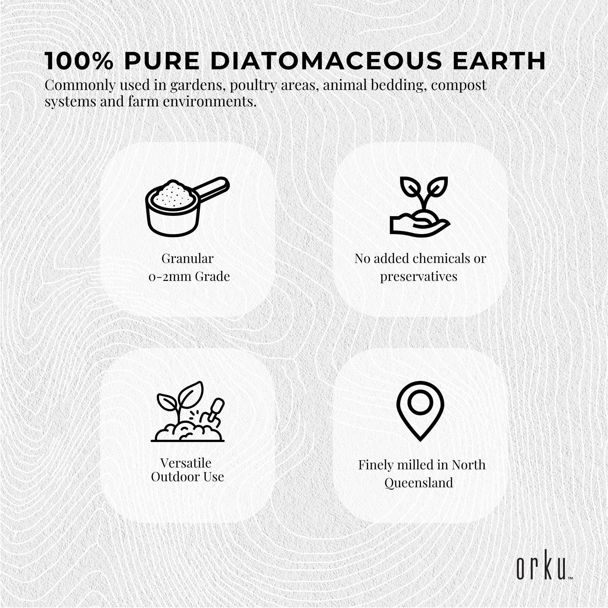 Orku 5Kg Diatomaceous Earth Garden 0-2mm Australian Fossil Shell Flour Tub