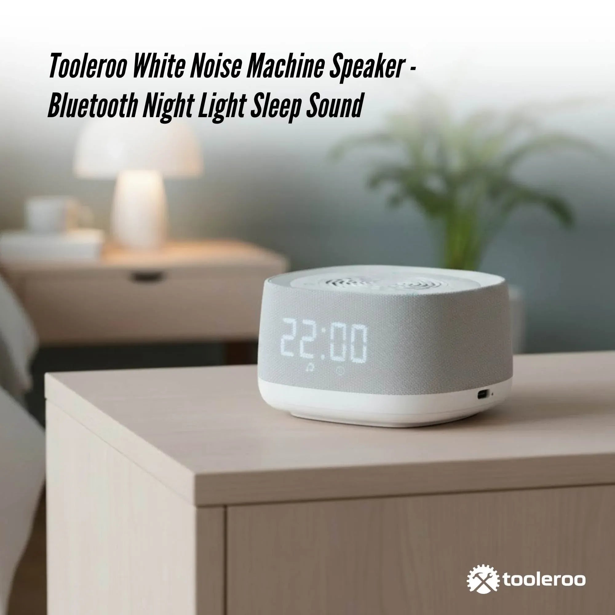 Tooleroo White Noise Machine Speaker - Bluetooth Night Light Sleep Sound