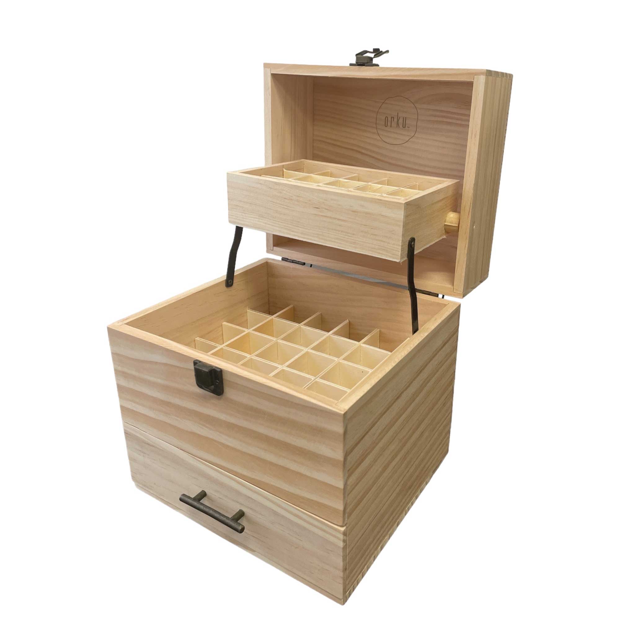 Lightweight Wooden Essential Oils Storage Box - 59 Slots, 3-Tier