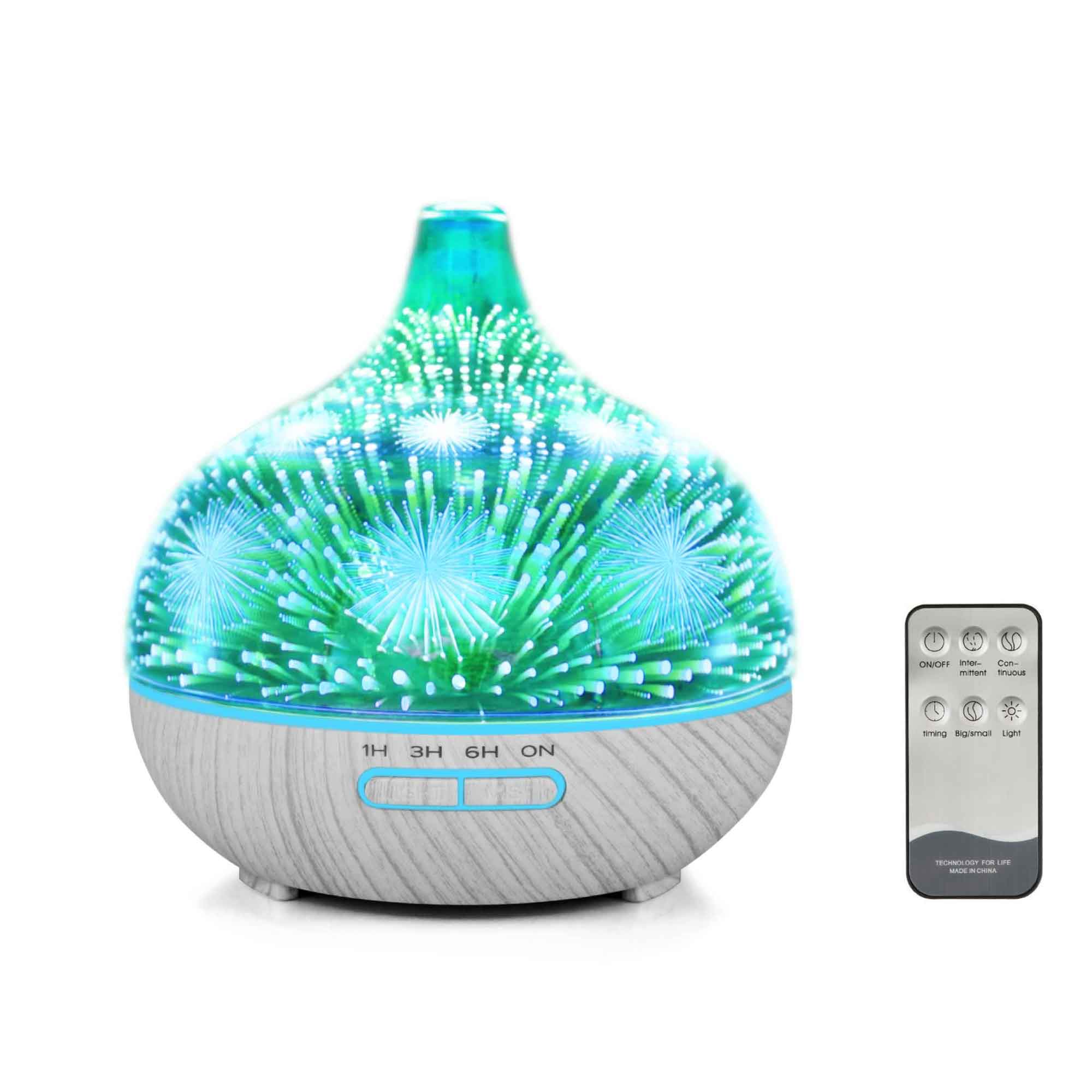 400ml 3D Glass Aroma Diffuser with Remote, LED Lights