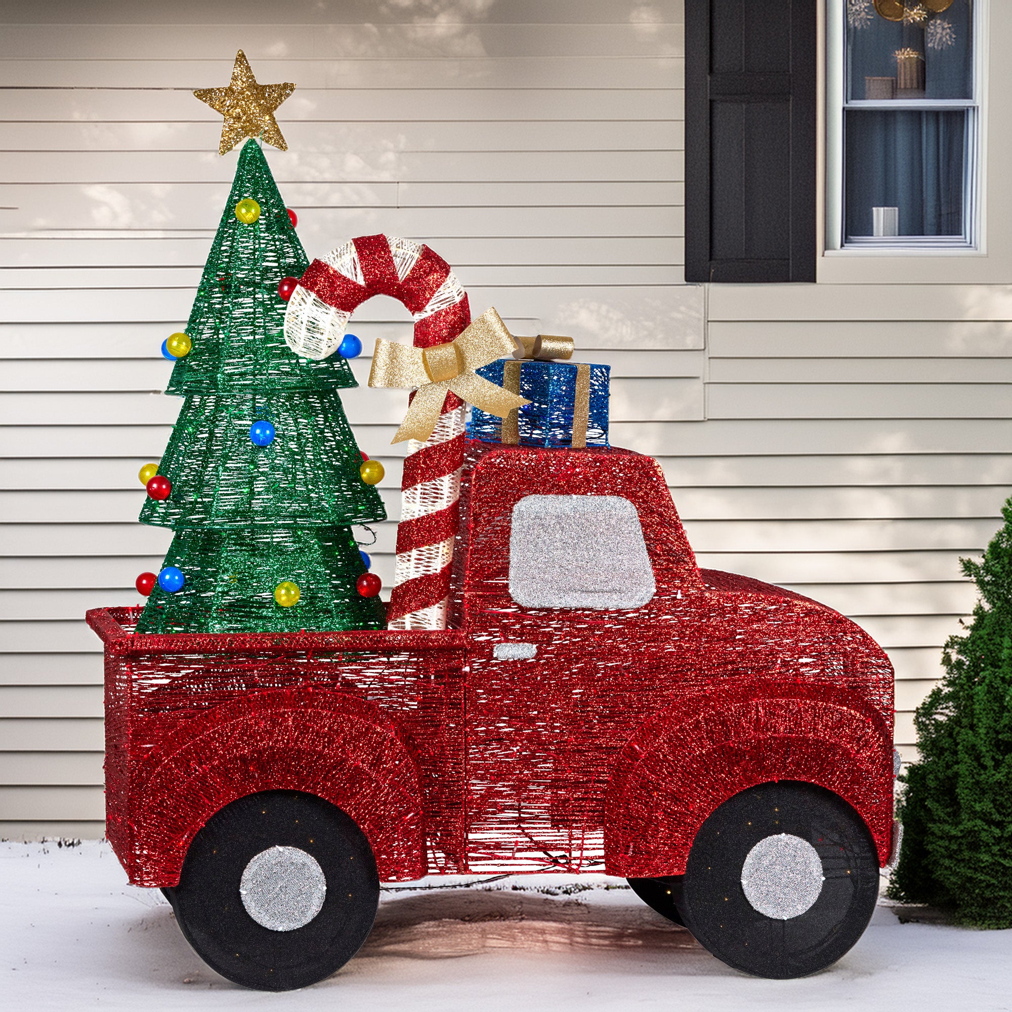 Christabelle 145cm Sparkling Christmas Tree Truck Display Glitter Led Lights