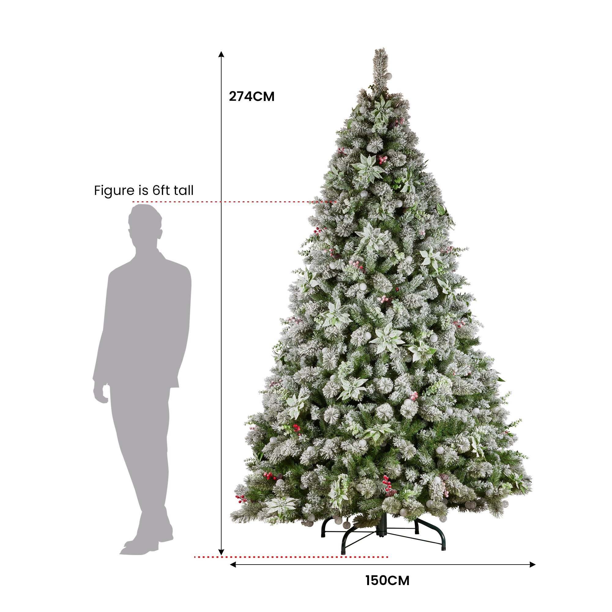 Snowy Crown Pine 2.7m Pre-Lit Christmas Tree Multicolour LED