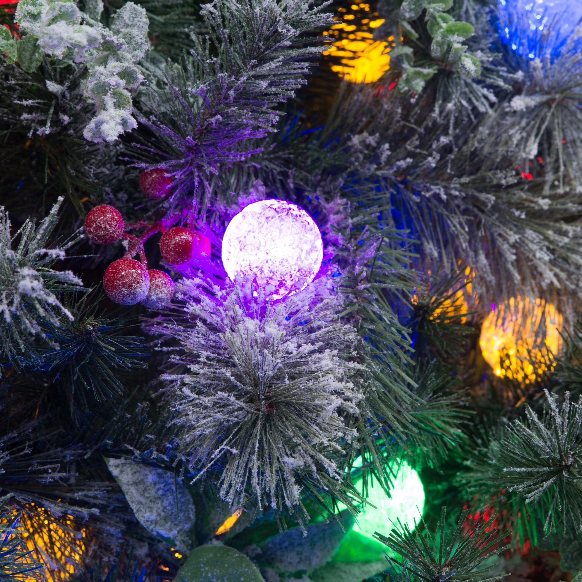 Snowy Crown Pine 2.7m Pre-Lit Christmas Tree Multicolour LED