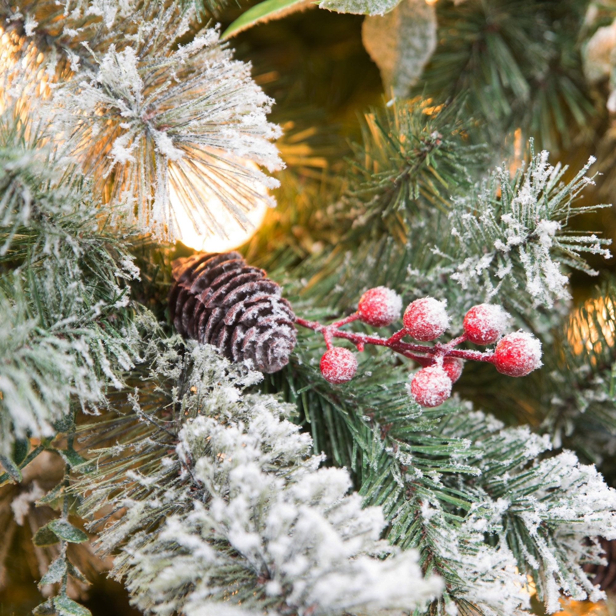 Snowy Crown Pine 2.7m Pre-Lit Christmas Tree Multicolour LED