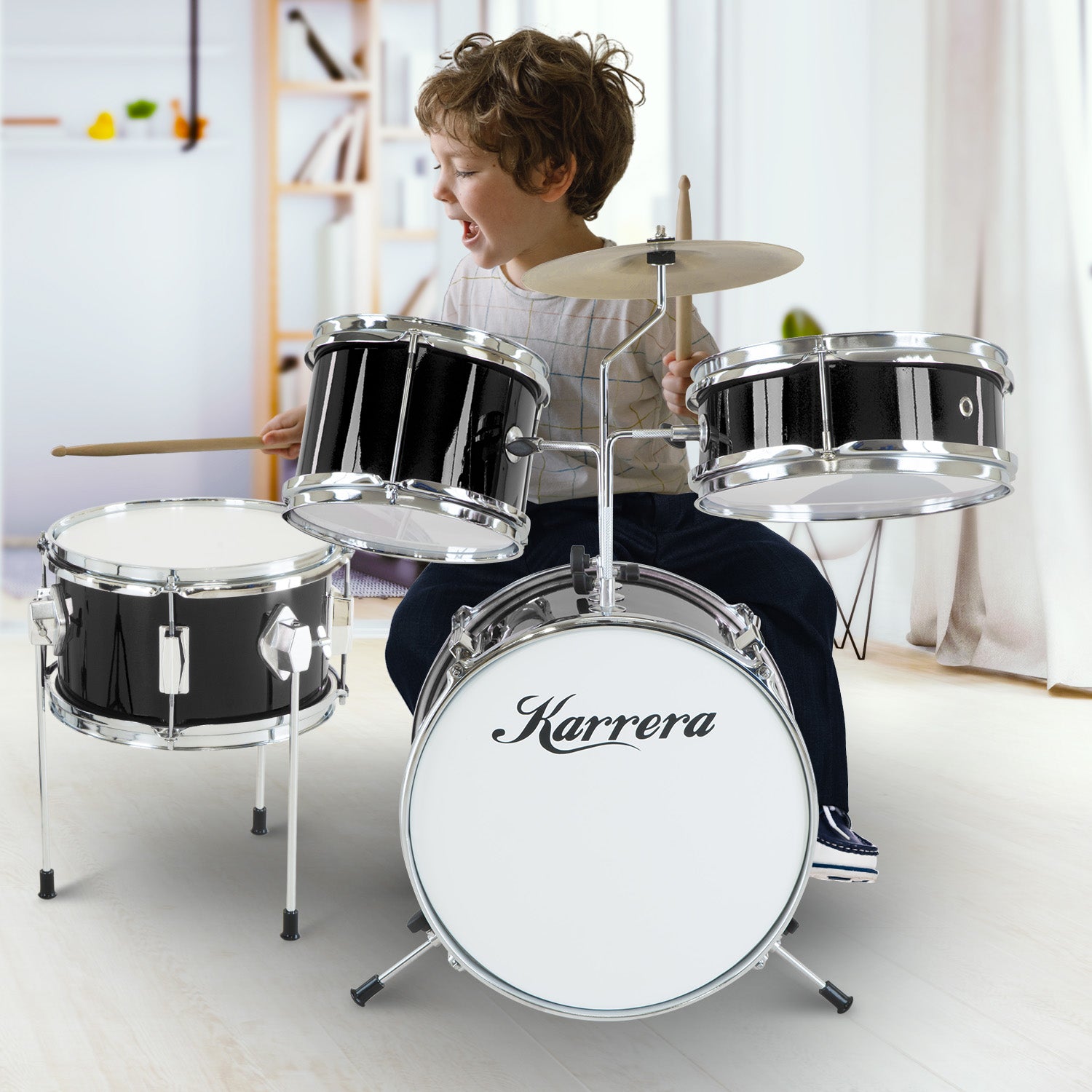 Metallic 4pc Kids' Drum Kit - Complete Set, Karrera
