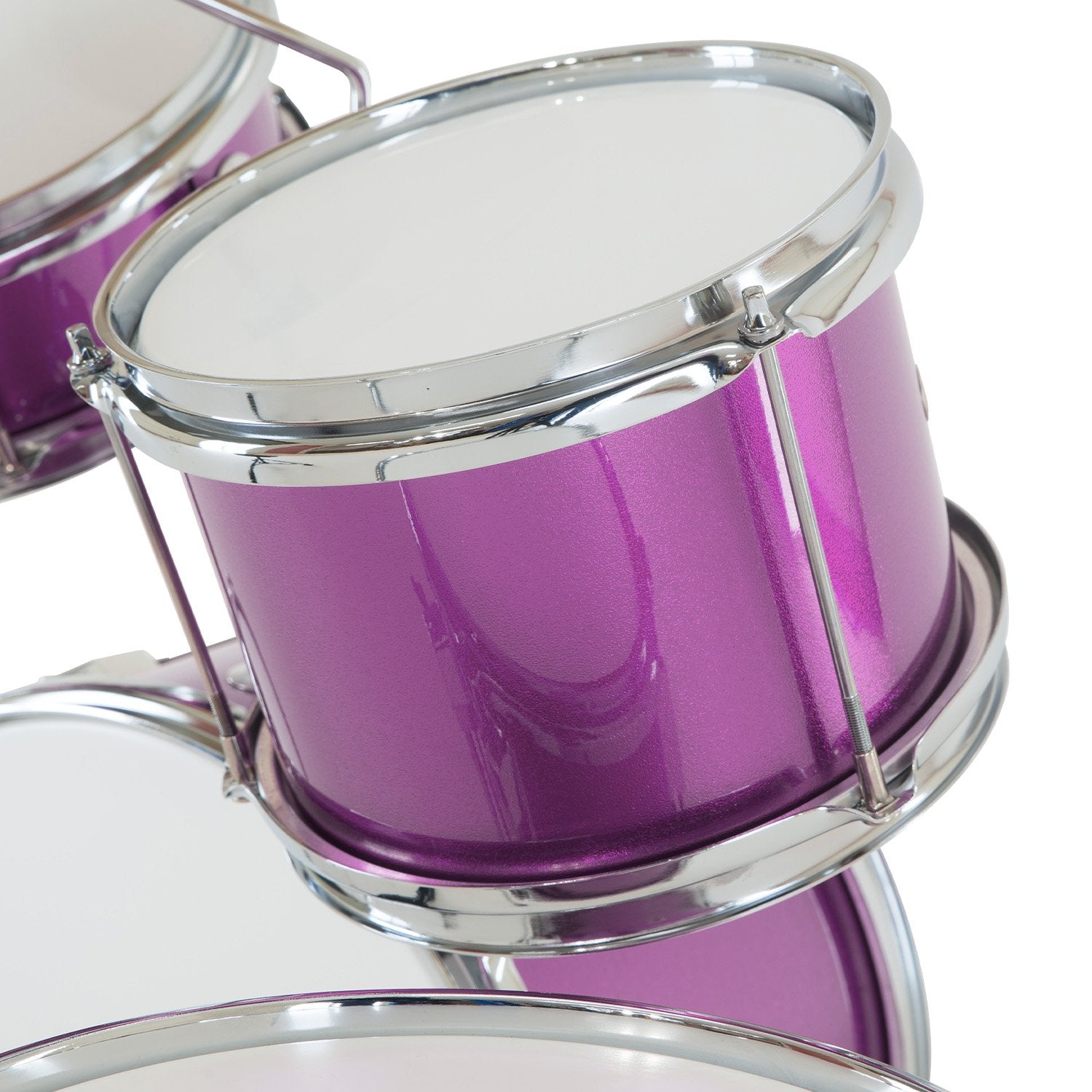 Metallic Purple 4pc Kids Drum Kit with Stool and Sticks - Karrera