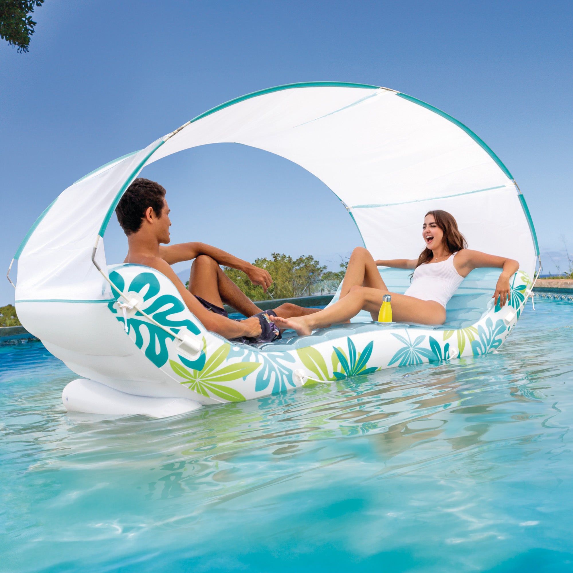 Tropical Canopy Lounge w/ Cup Holders & Sunshade - Intex