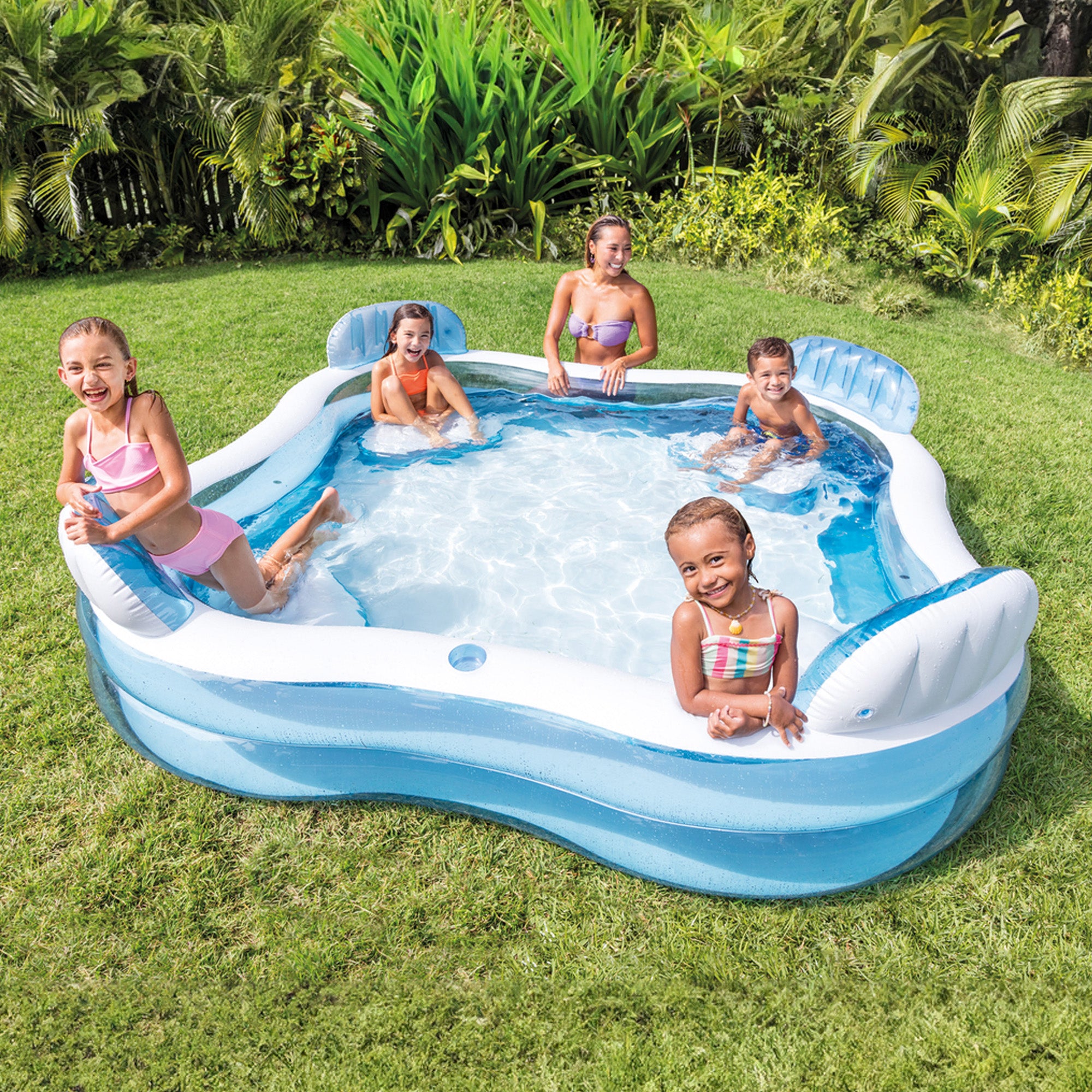 Inflatable Square Lounge Pool with Seats & Cup Holders | Intex