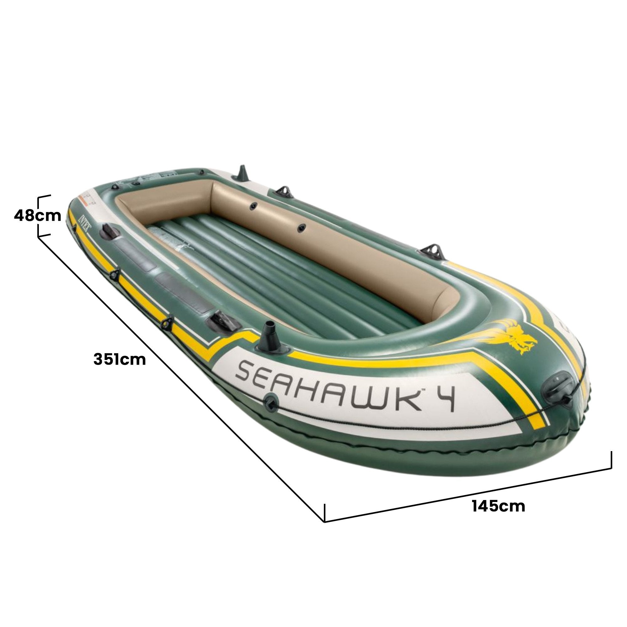 Durable 4-Person Inflatable Boat Set w/ Air Chambers - Intex Seahawk