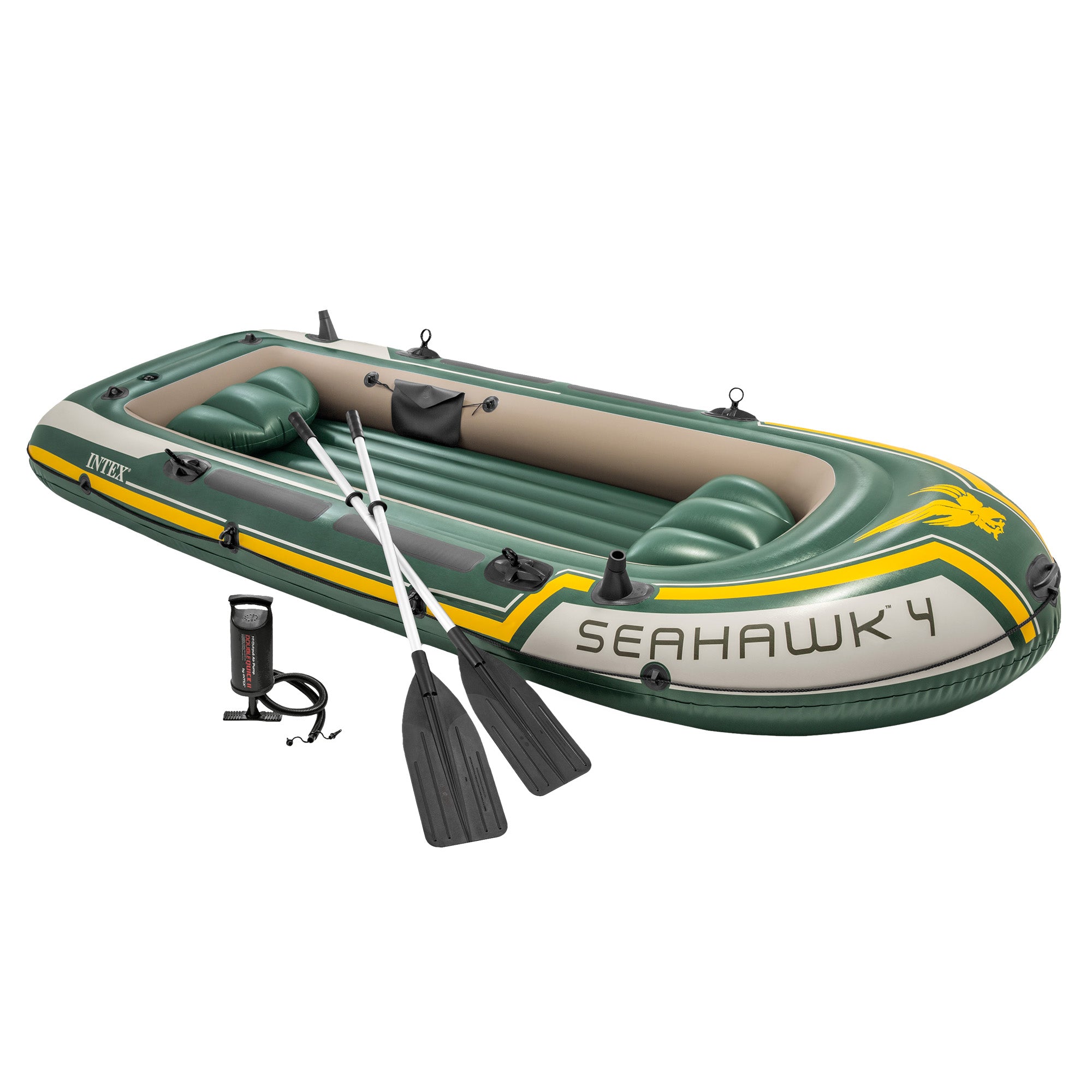 Durable 4-Person Inflatable Boat Set w/ Air Chambers - Intex Seahawk