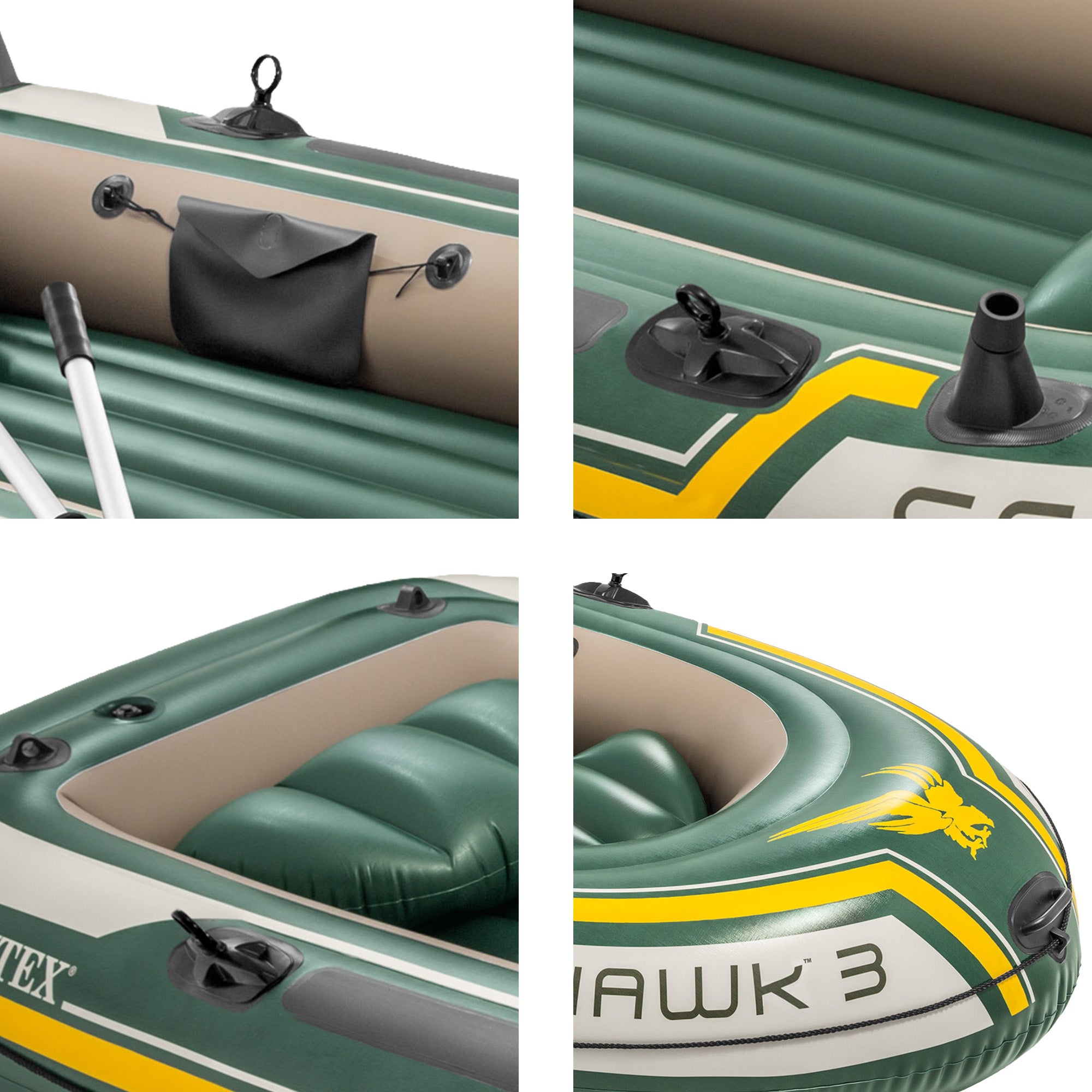 Rugged 3-Person Inflatable Boat Set w/ Oars & Pump, Intex