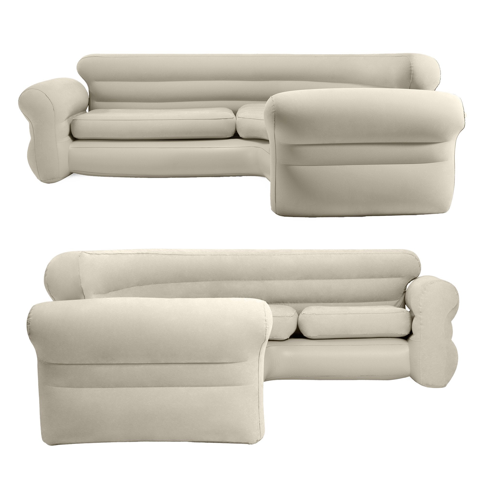 Beige L-Shaped Inflatable Corner Sofa Couch - Intex