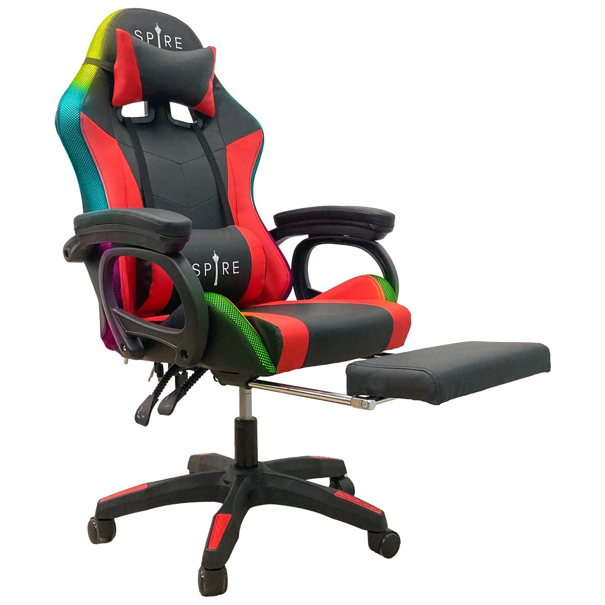 RGB LED Massage Gaming Chair, Bluetooth, Recline, Intex Spire