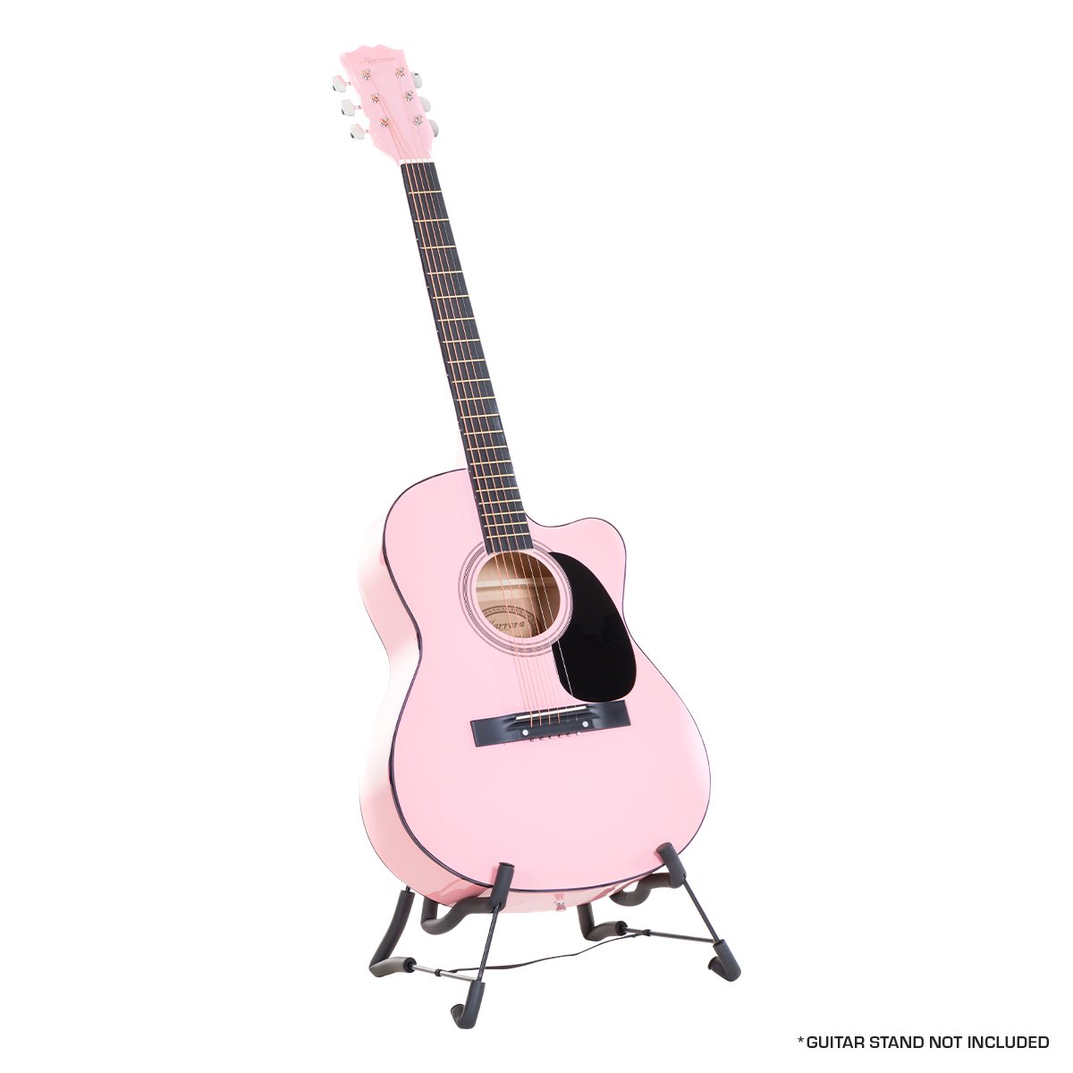 40in Pink Cutaway Acoustic Guitar Set, Gloss Finish, Karrera