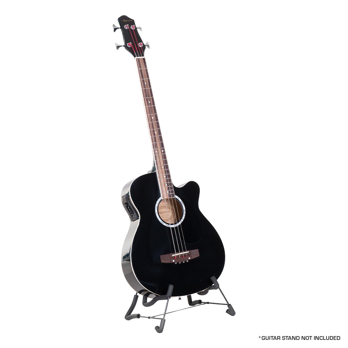 43in Black Acoustic Bass Guitar, Gloss Finish, Basswood - Karrera