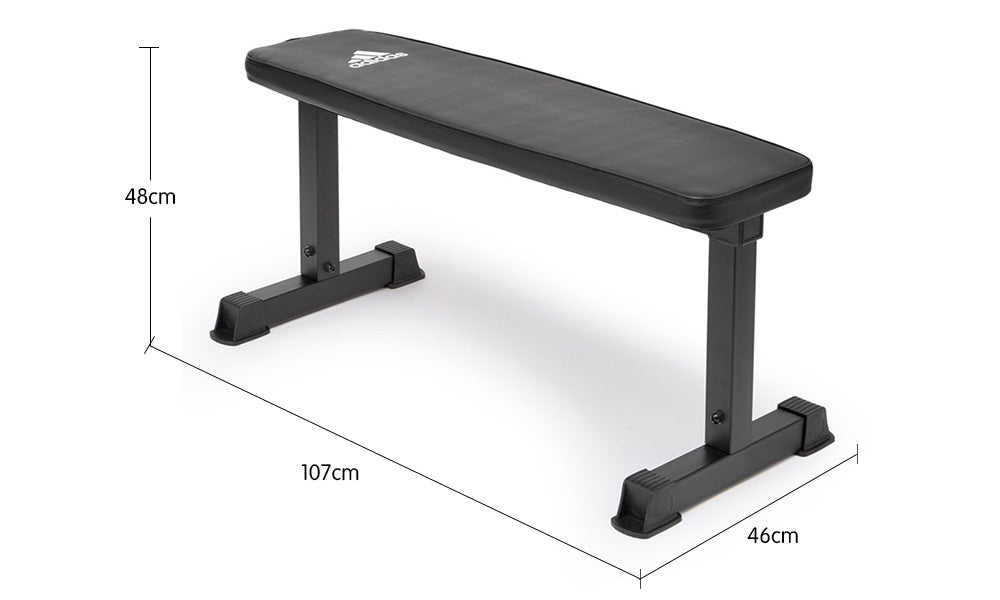 Sturdy Flat Exercise Weight Bench, 300 lb Max Capacity, Adidas