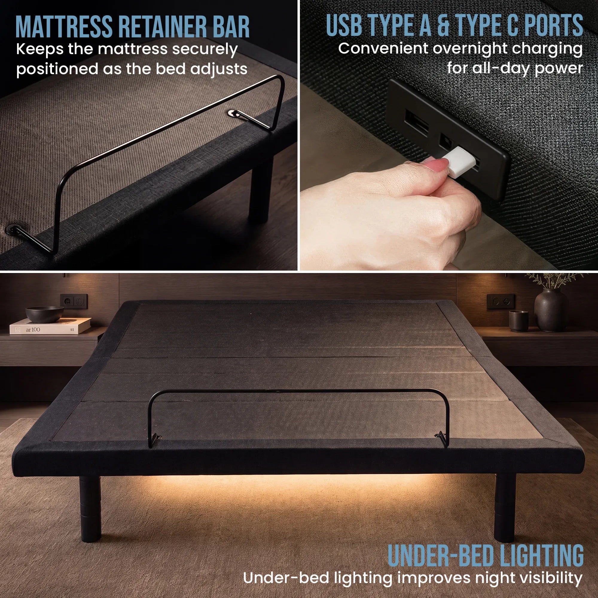 Therapedic Versa Adjustable Double Bed Base with Massage Function