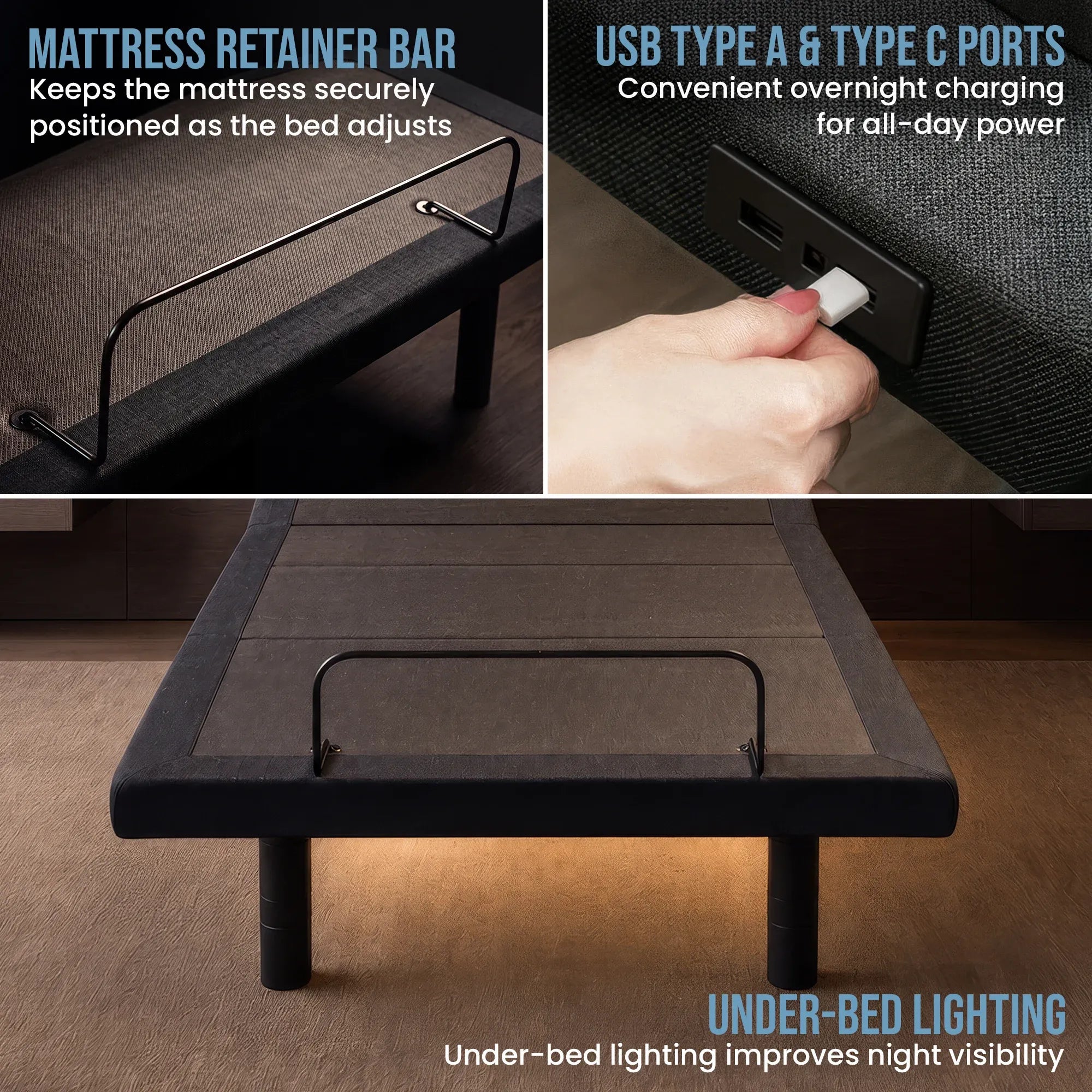 Therapedic Versa Adjustable King Single Bed Base with Massage Function