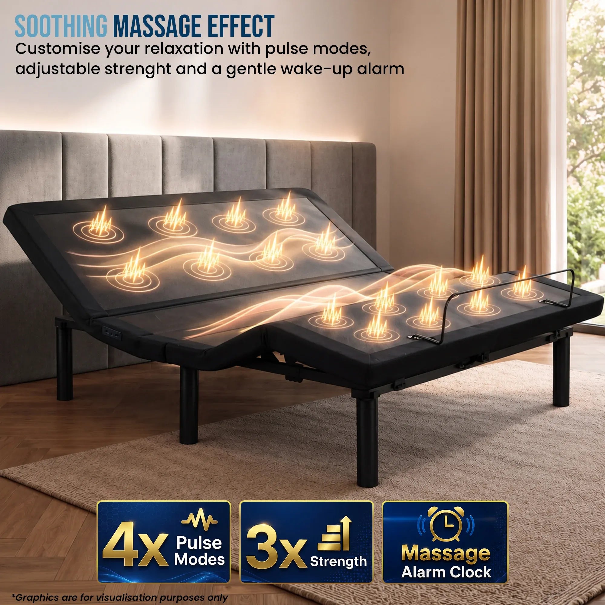 Therapedic Versa Adjustable King Single Bed Base with Massage Function