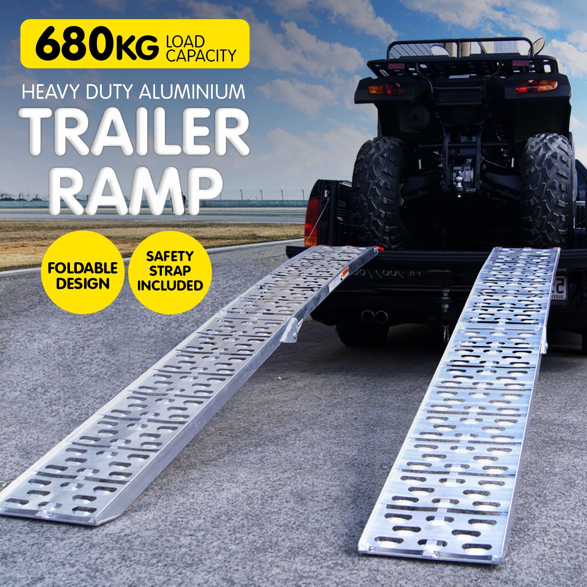 Heavy Duty Folding Aluminium ATV Loading Ramps (2 Pack)