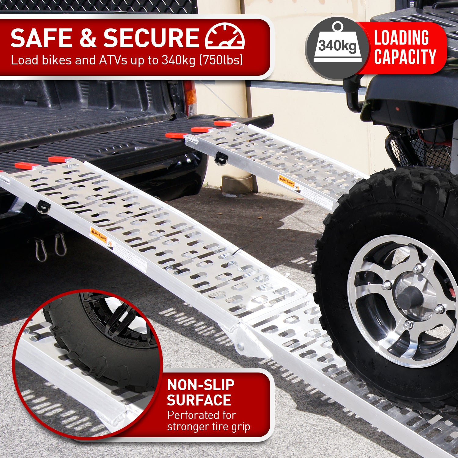 Heavy-Duty Foldable ATV Loading Ramps, 340kg Capacity