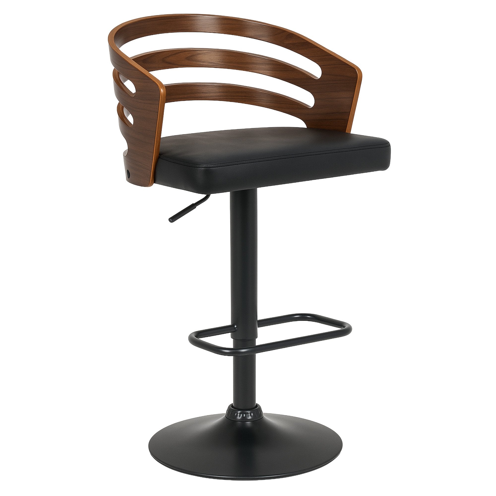 Sarantino Bentwood Barstool Leather Seat Walnut Metal Base