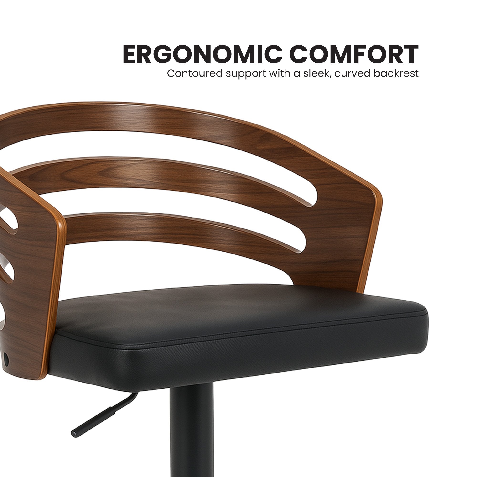 Sarantino Bentwood Barstool Leather Seat Walnut Metal Base