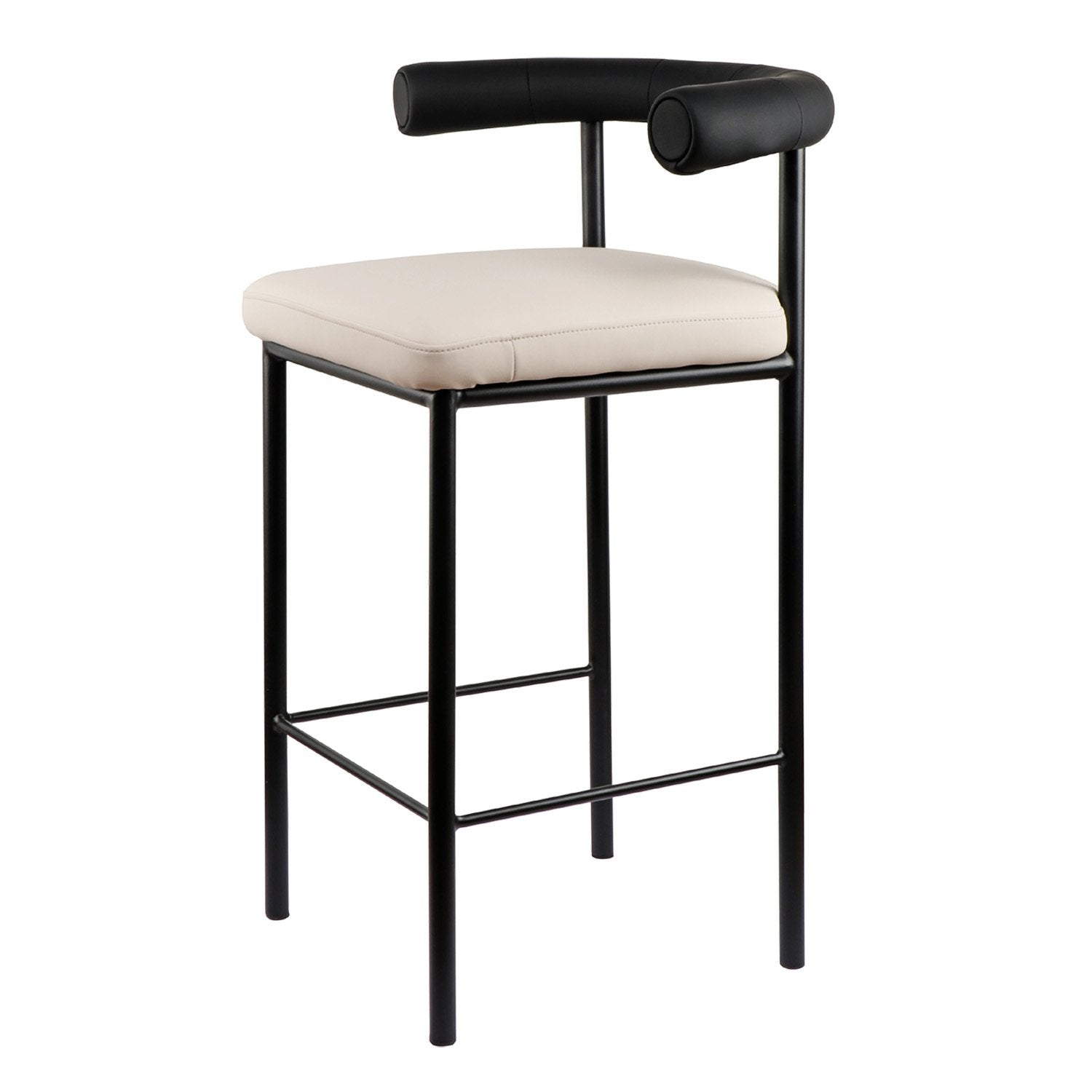 High-Density Foam PU Leather Bar Stool, Iron Frame - Sarantino