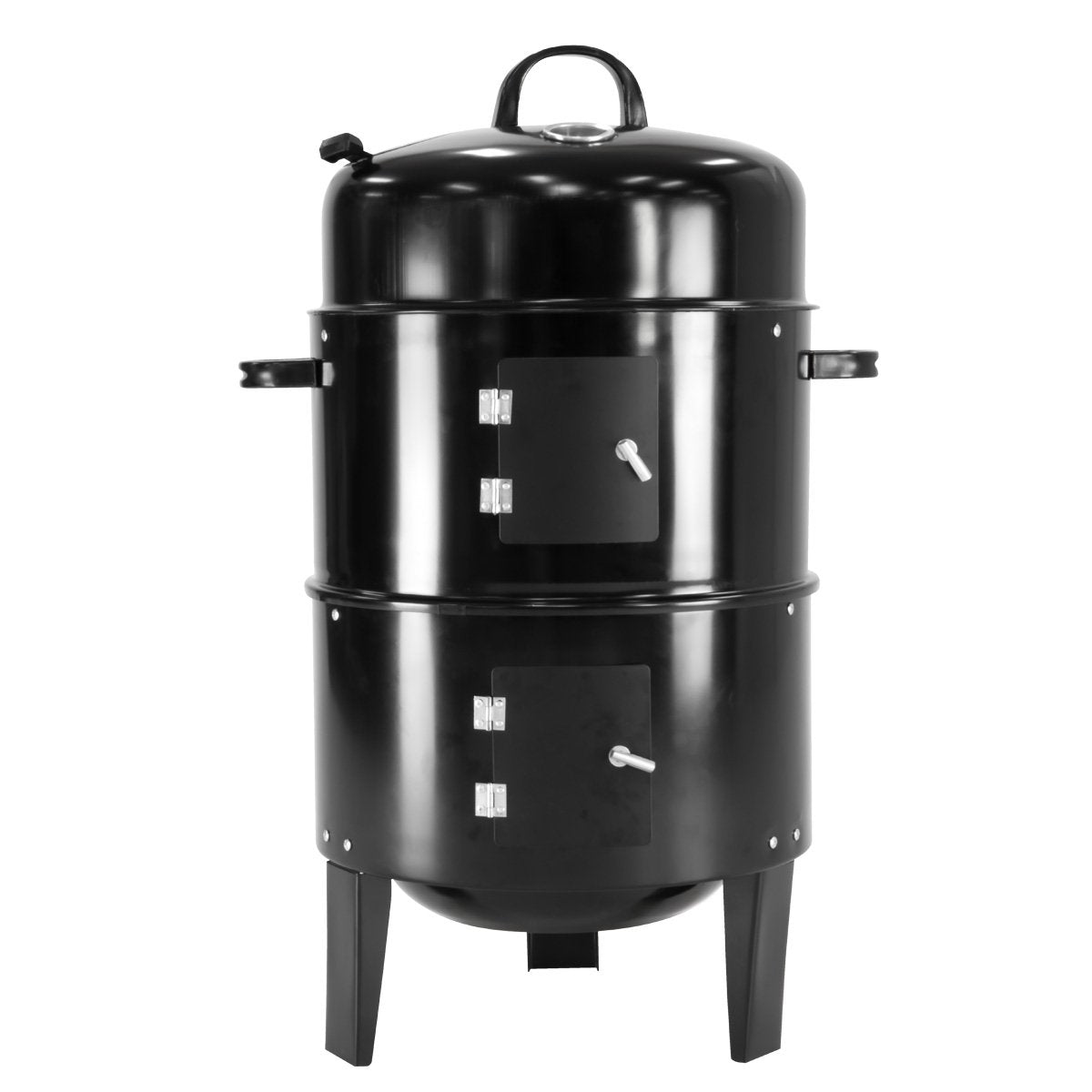 3-in-1 Charcoal BBQ Smoker with Temp Gauge, Portable