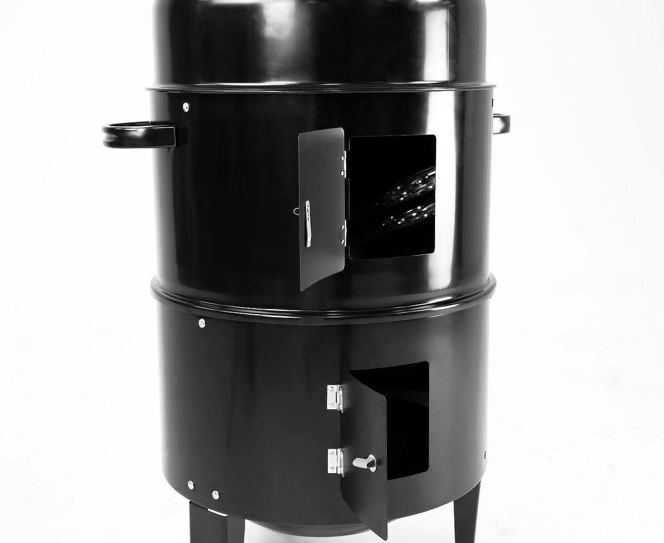 3-in-1 Charcoal BBQ Smoker with Temp Gauge, Portable